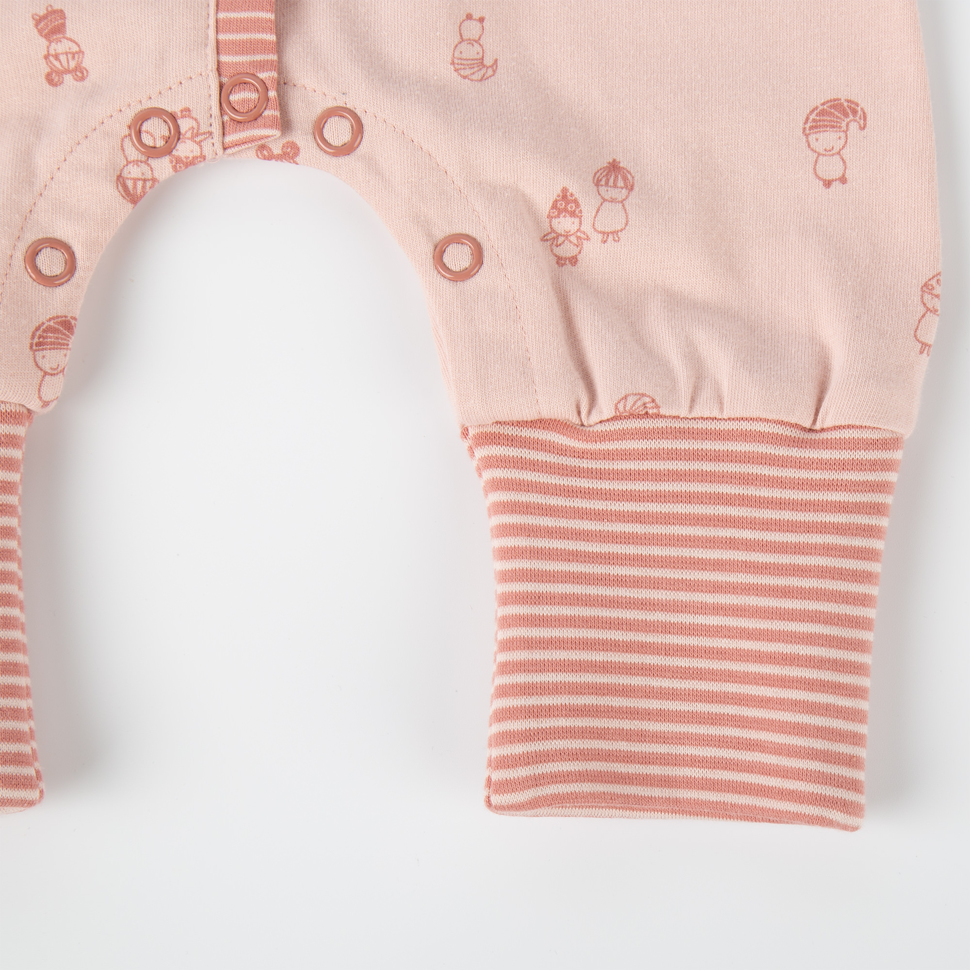 Newborn baby long sleeve romper, foldable leg cuffs, pink