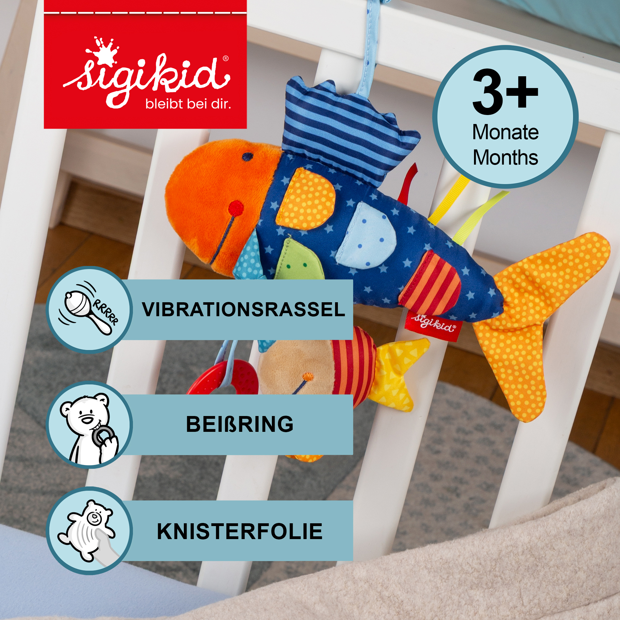 Baby activity soft toy fish, vibrating rattle Baby activity soft toy fish, vibrating rattle