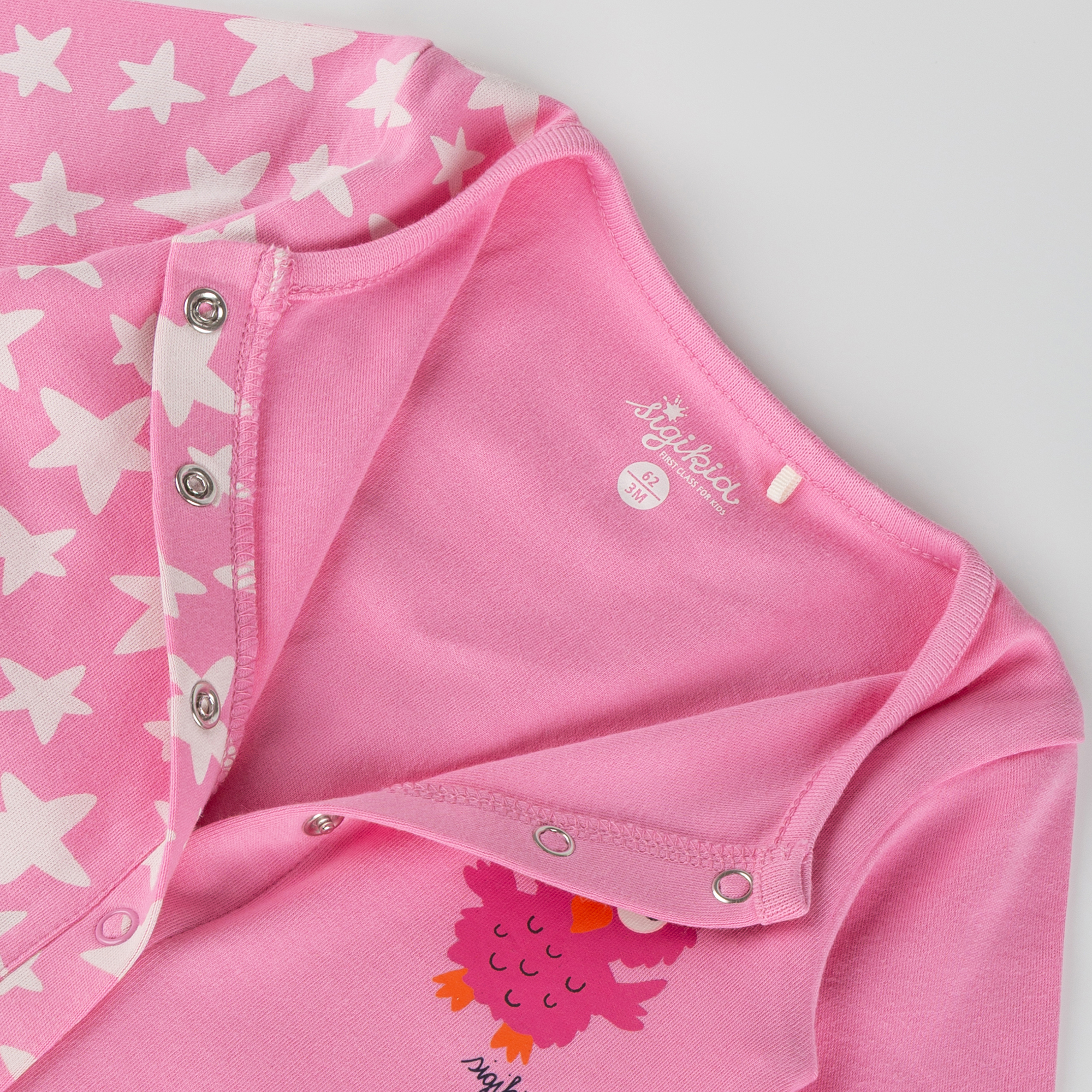 Baby Schlaf Overall Eule mit Sternchen Print, pink