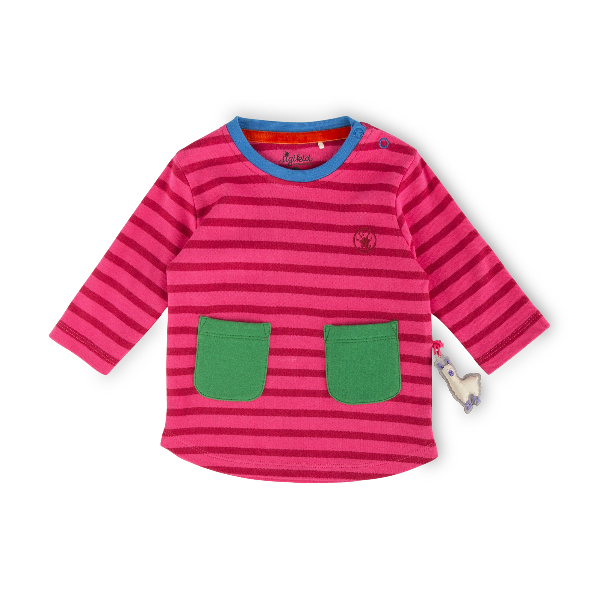 Baby Longshirt Crazy Lama, pink gestreift