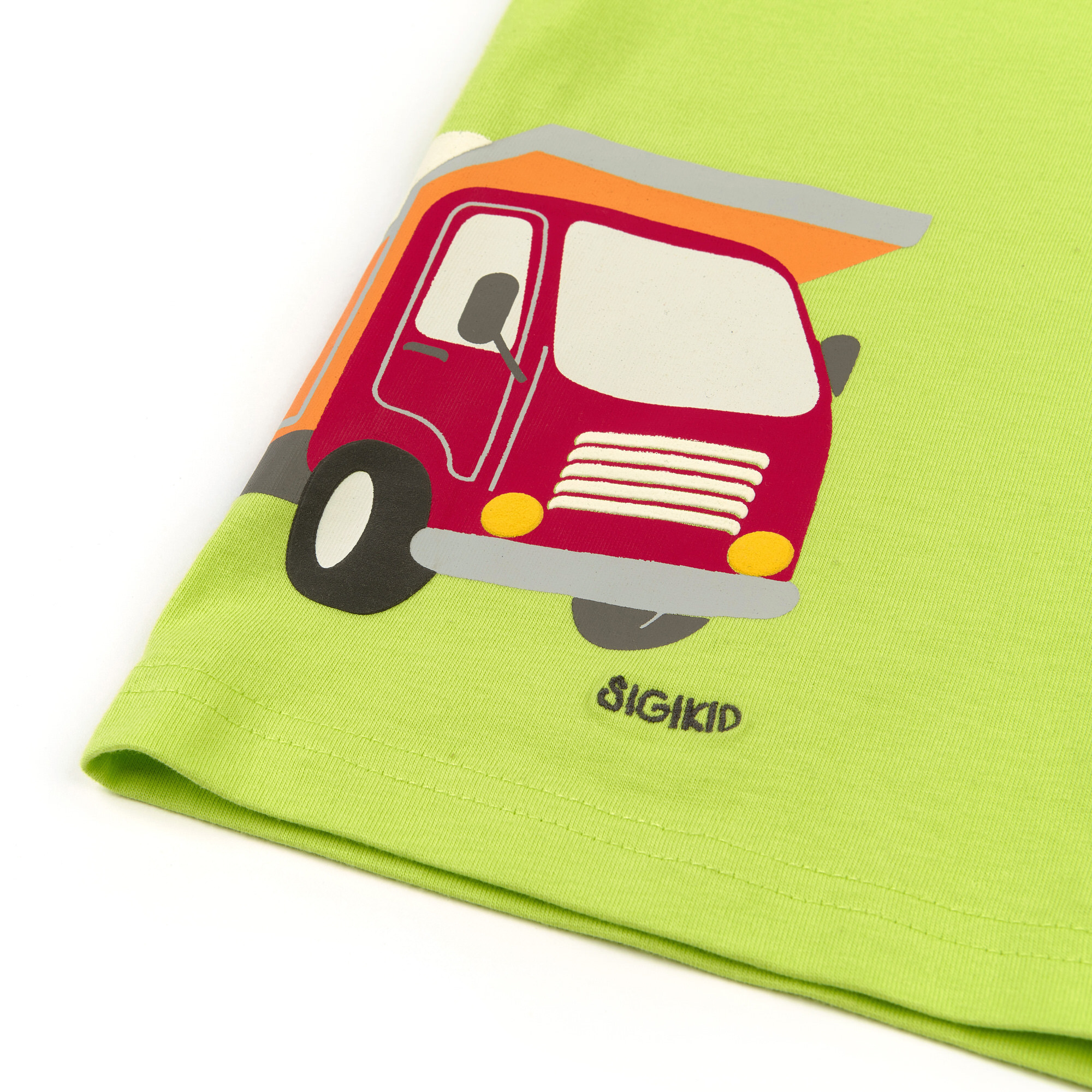 Green boys' T-shirt dumper truck