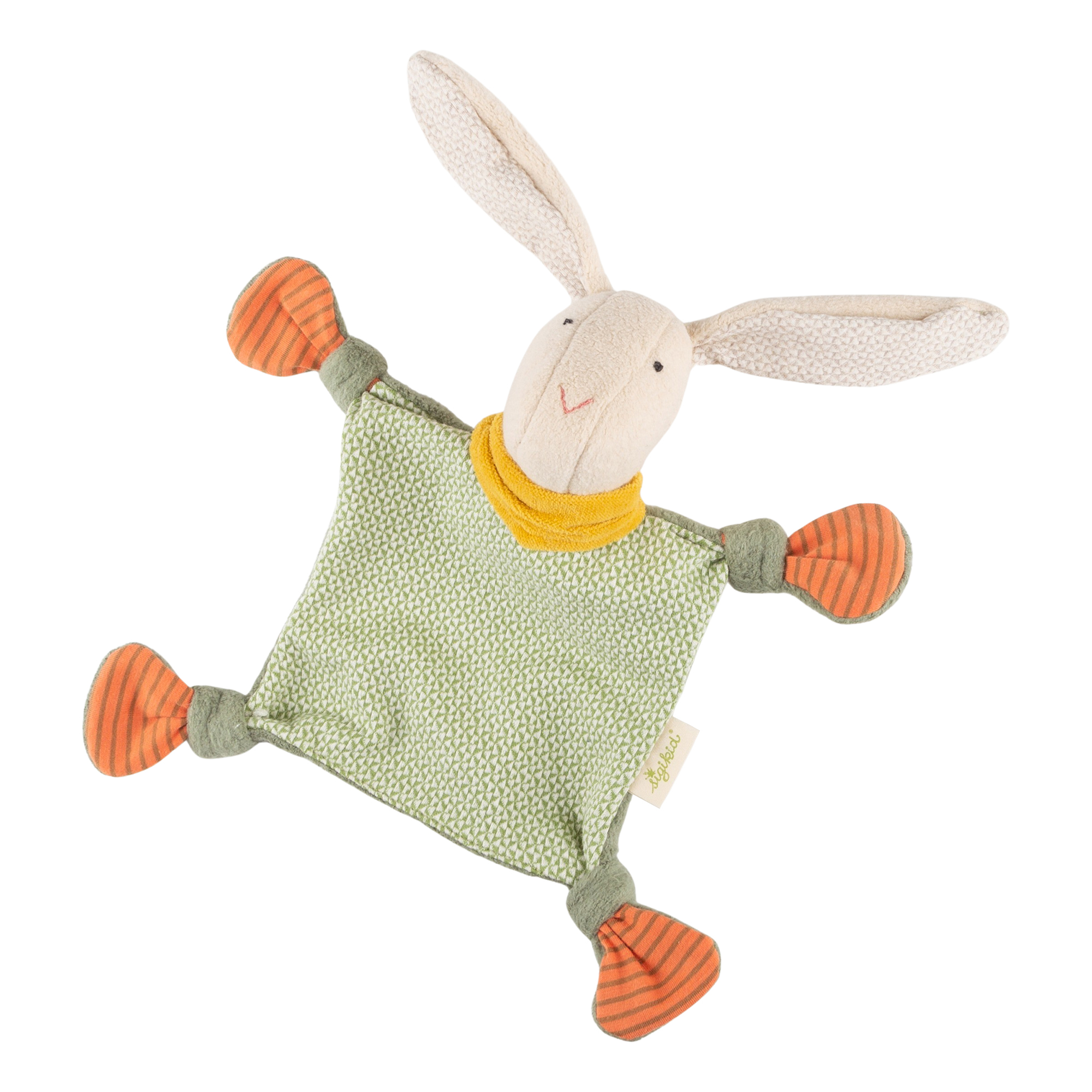 Soft organic baby comforter bunny, Green
