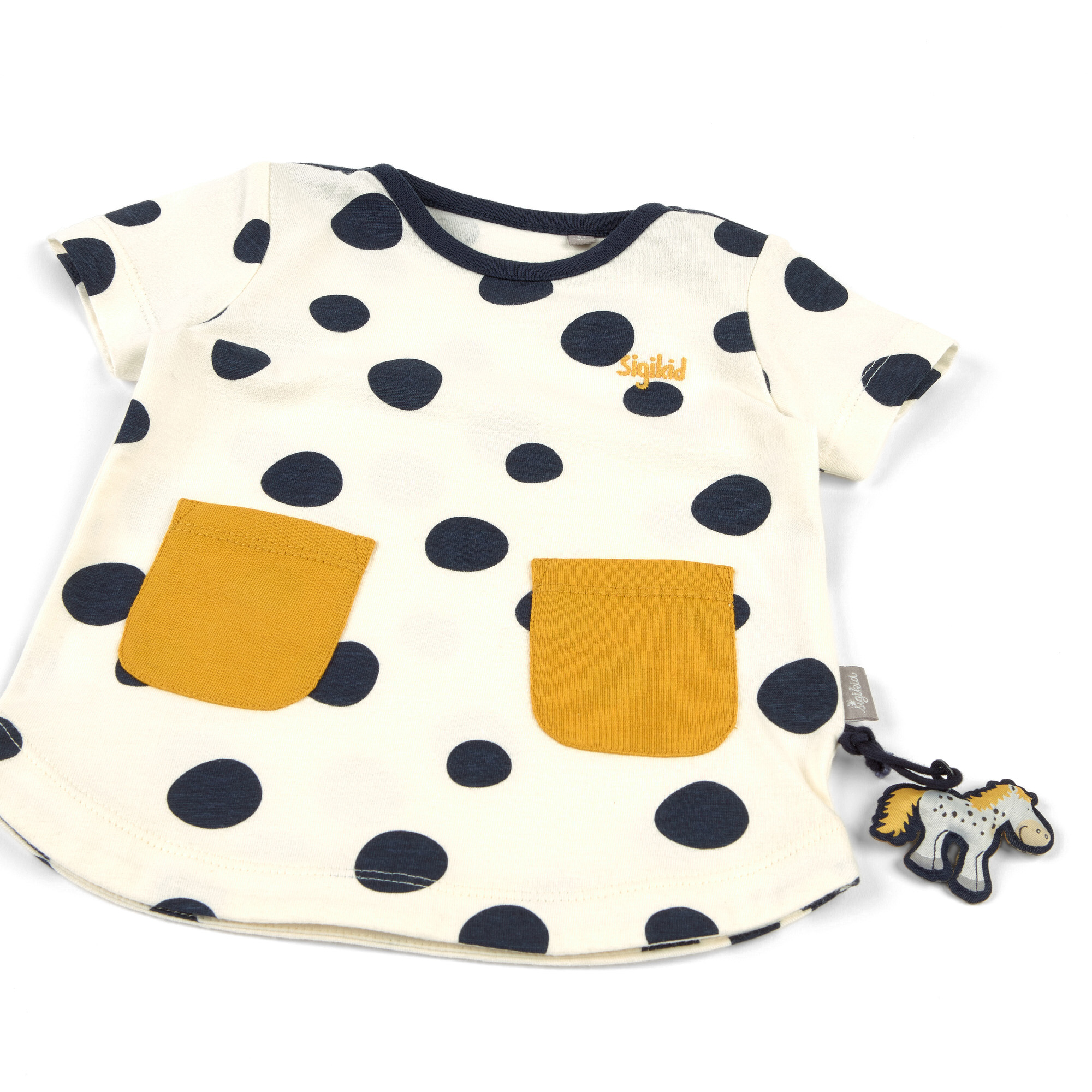 Baby short sleeve tunic blue dots, pockets