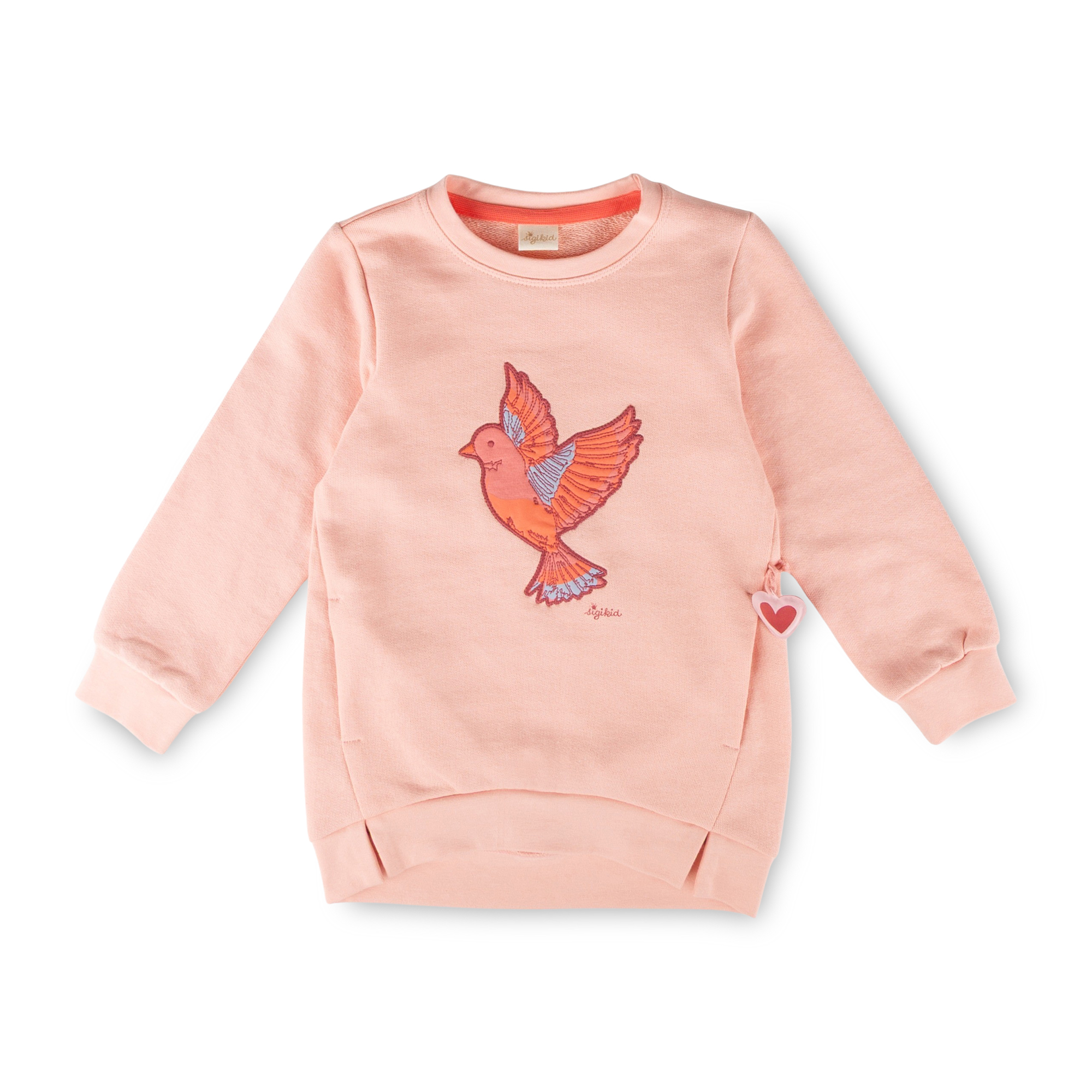 Kinder Sweatshirt mit Vogel Motiv und Taschen, rosa