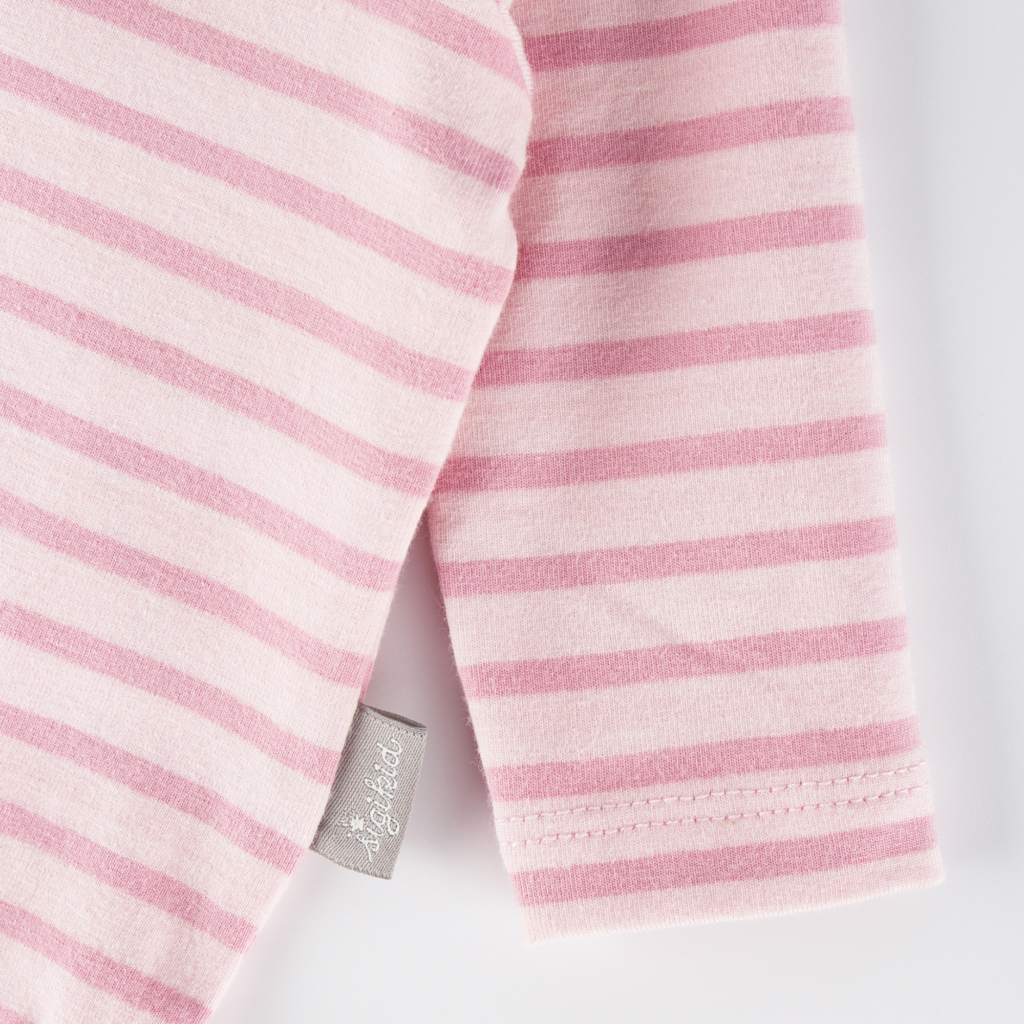 Langarm Babybody Krönchen Bär, rosa geringelt Langarm Babybody Krönchen Bär, rosa geringelt
