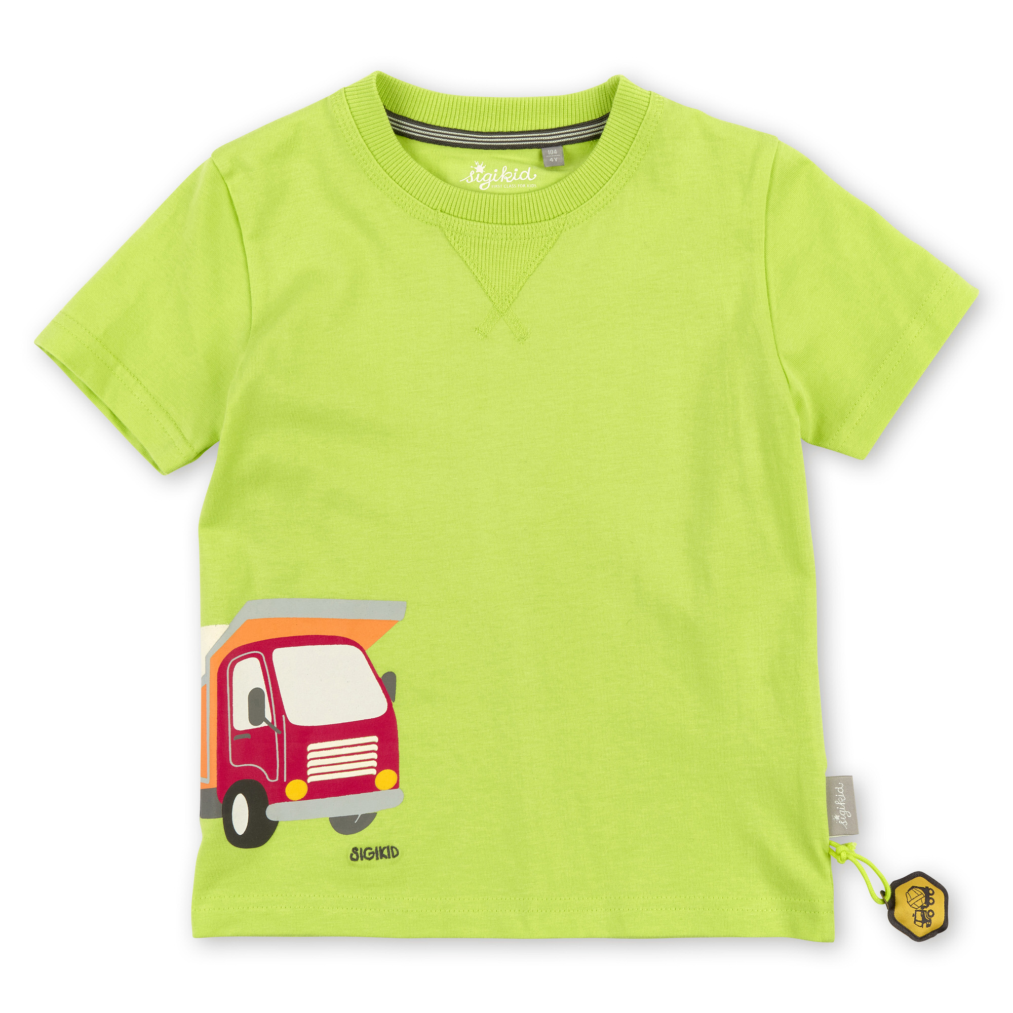 Green boys' T-shirt dumper truck