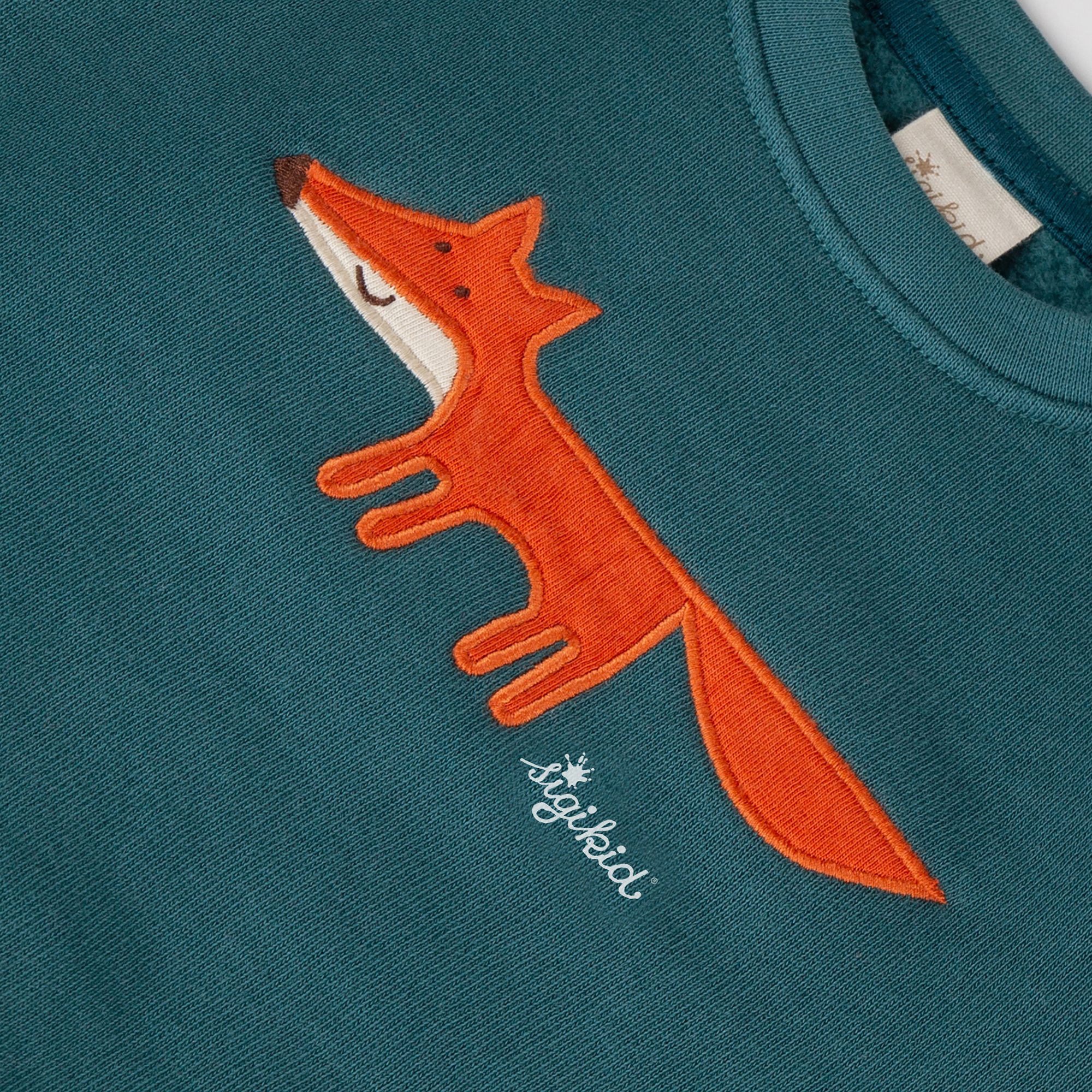 Baby Sweatshirt Fuchs, petrolblau