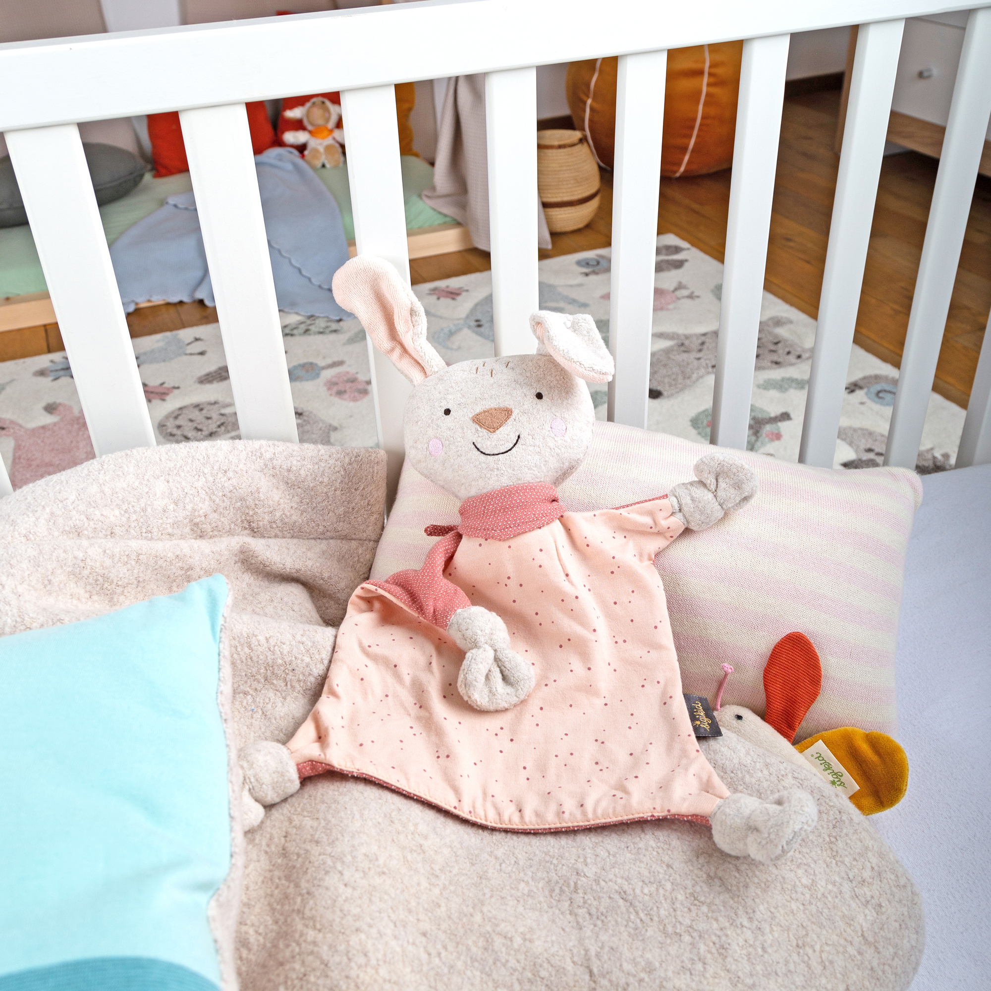 Baby comforter bunny, natural white/pink