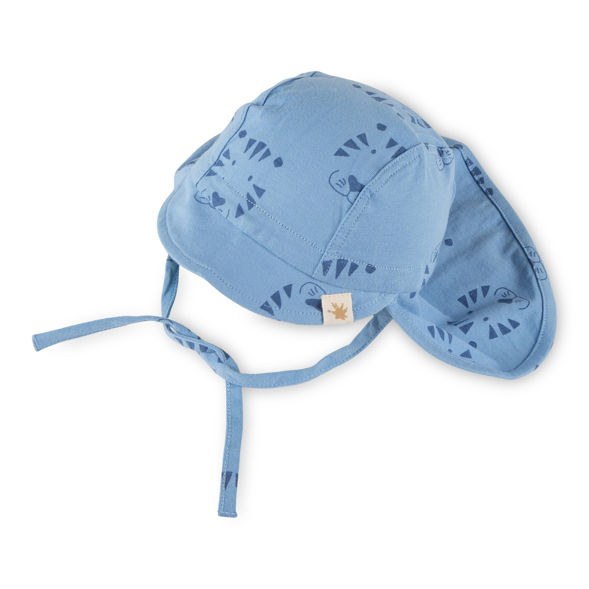 Peaked neck-flap baby sun hat Tiger & Lion, light blue