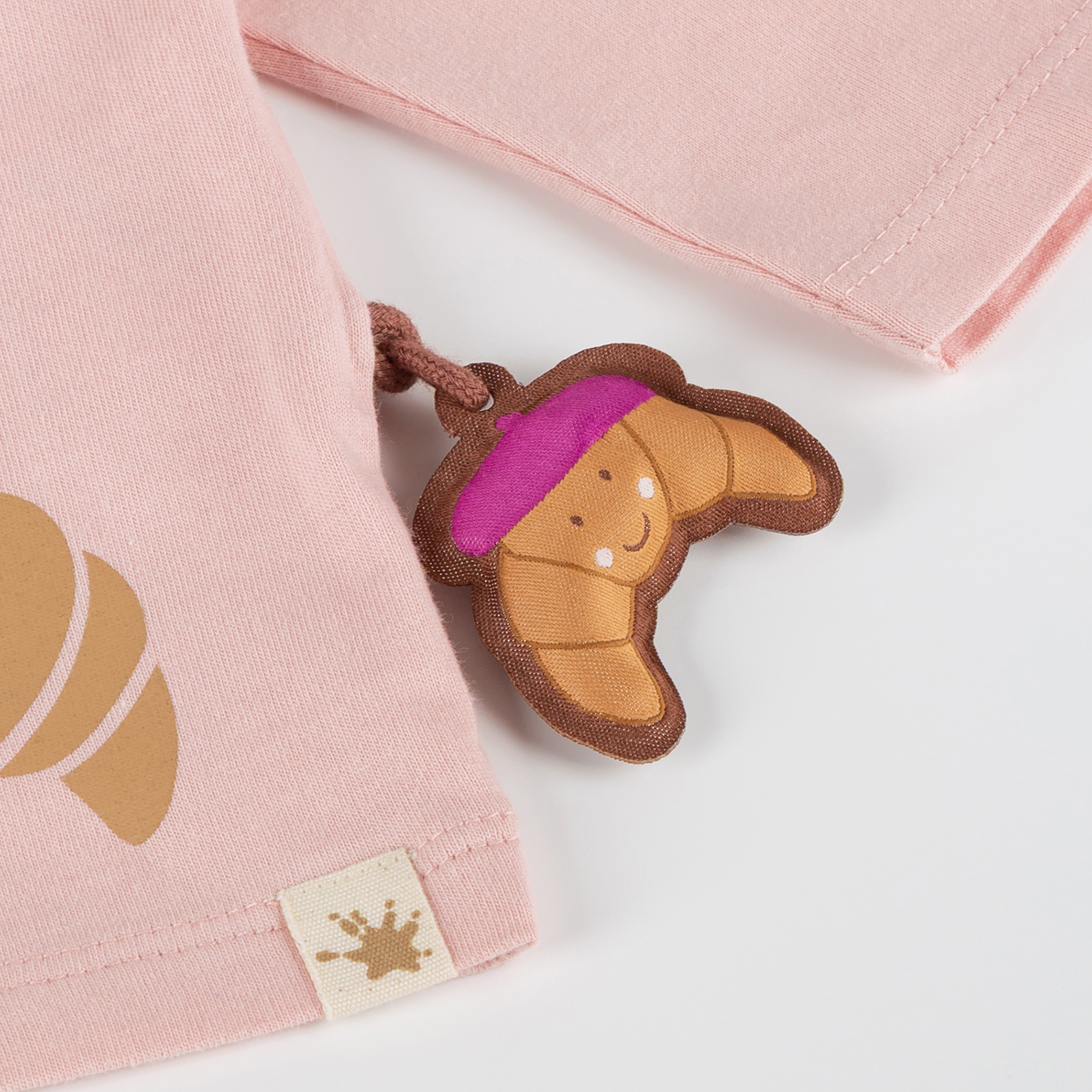 Rosa Baby Langarmshirt Hund, Petit Croissant