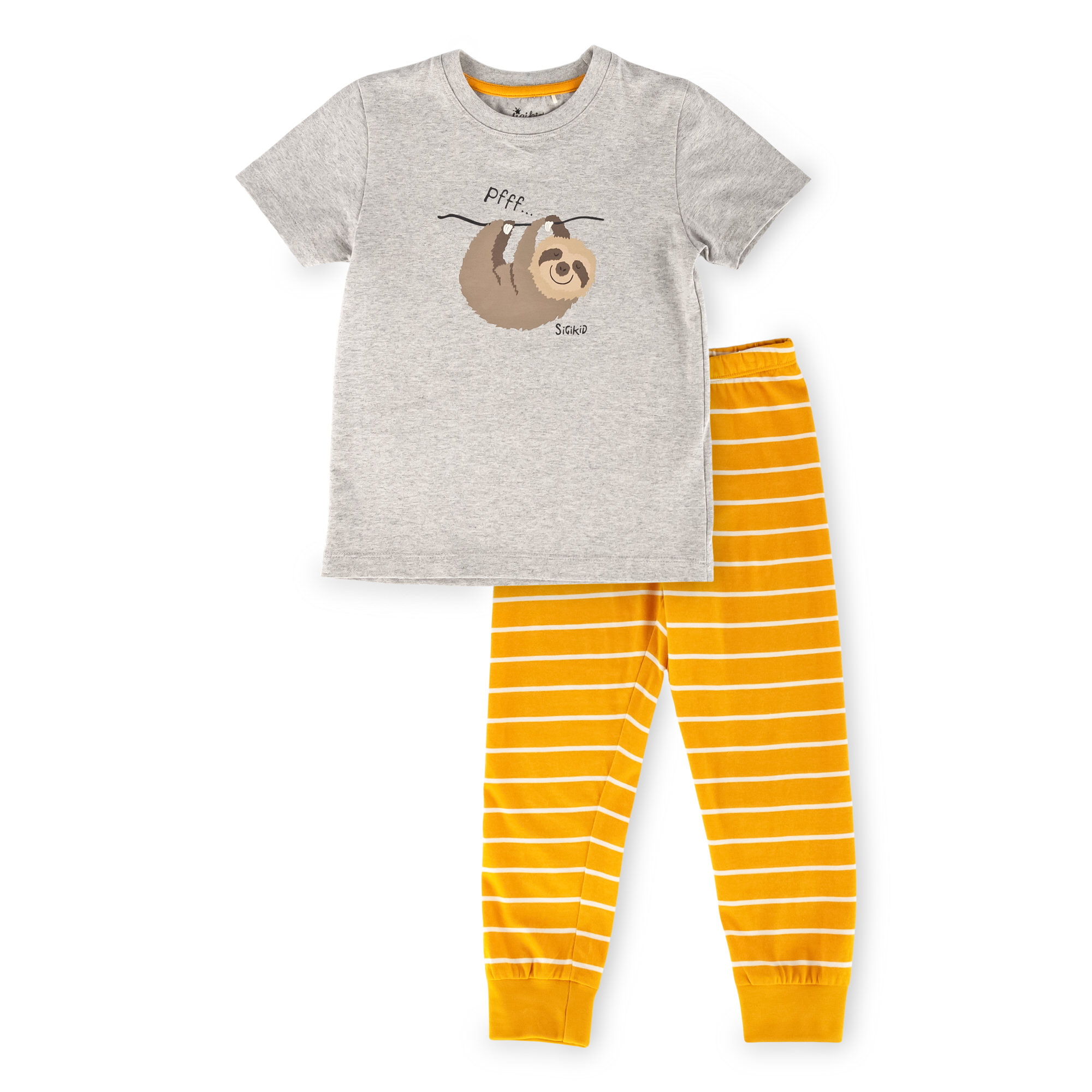 Kinder Pyjama Faultier, gelb Kinder Pyjama Faultier, gelb