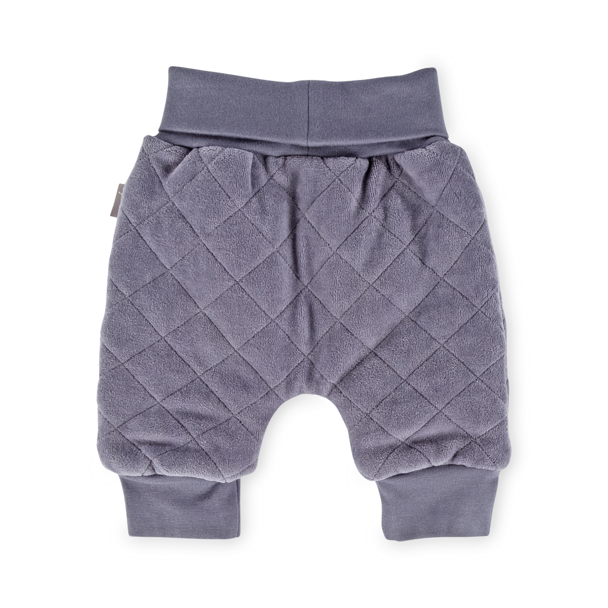 Baby quilted velour pants, lined, dark grey