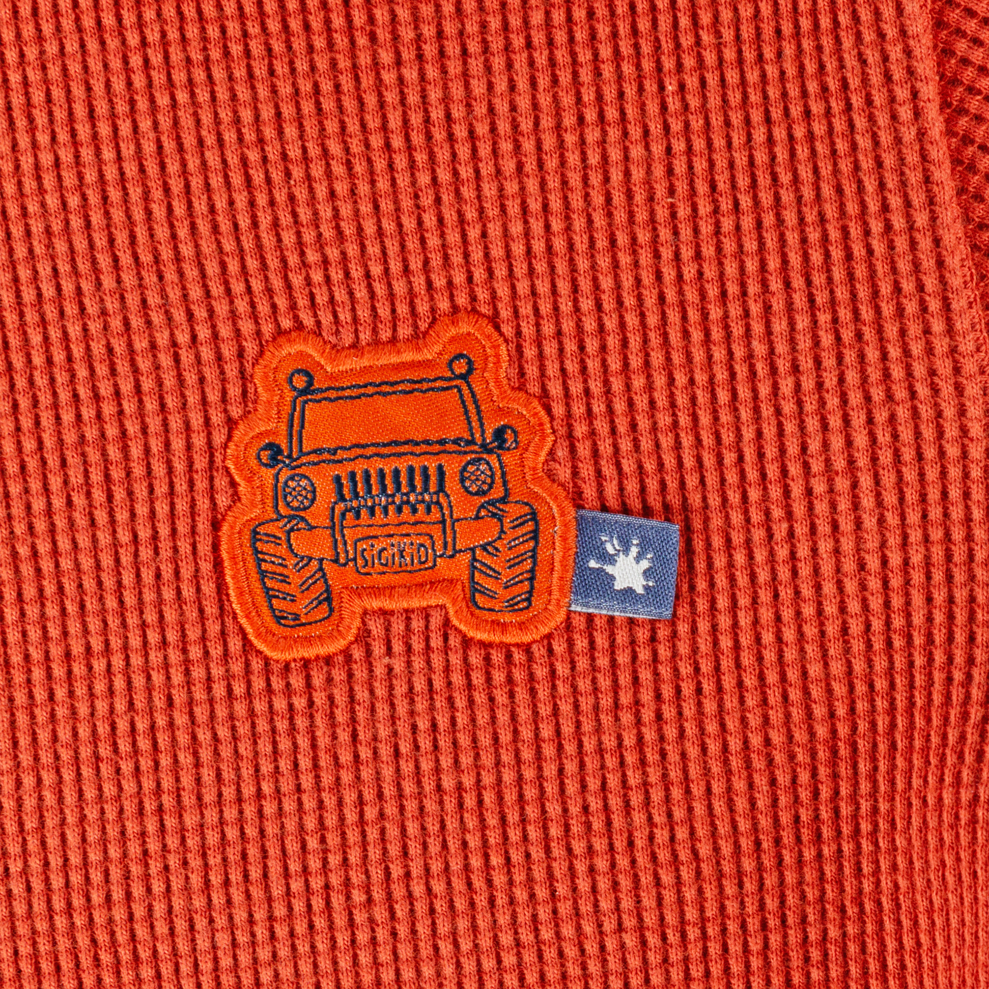 Children's waffle piqué knit T-shirt jeep, orange
