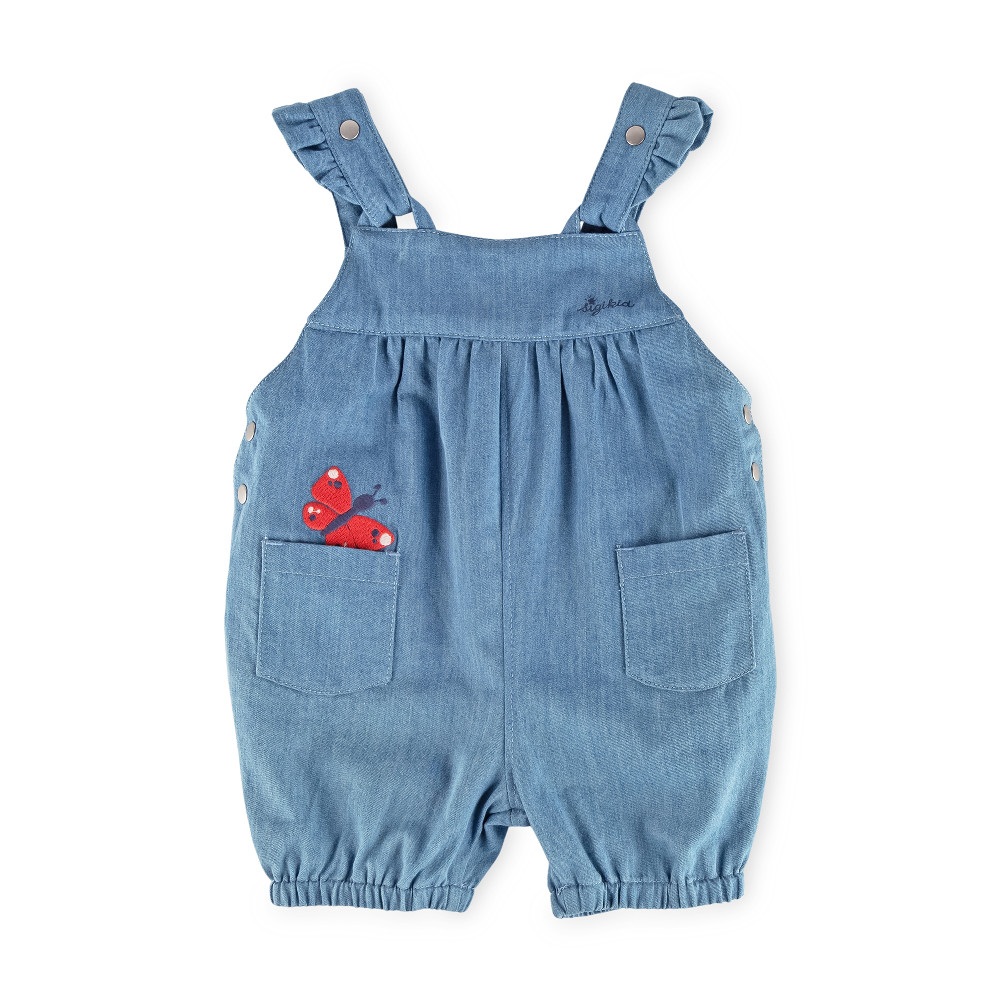 Baby Latzbermuda mit Schmetterling, jeansblau