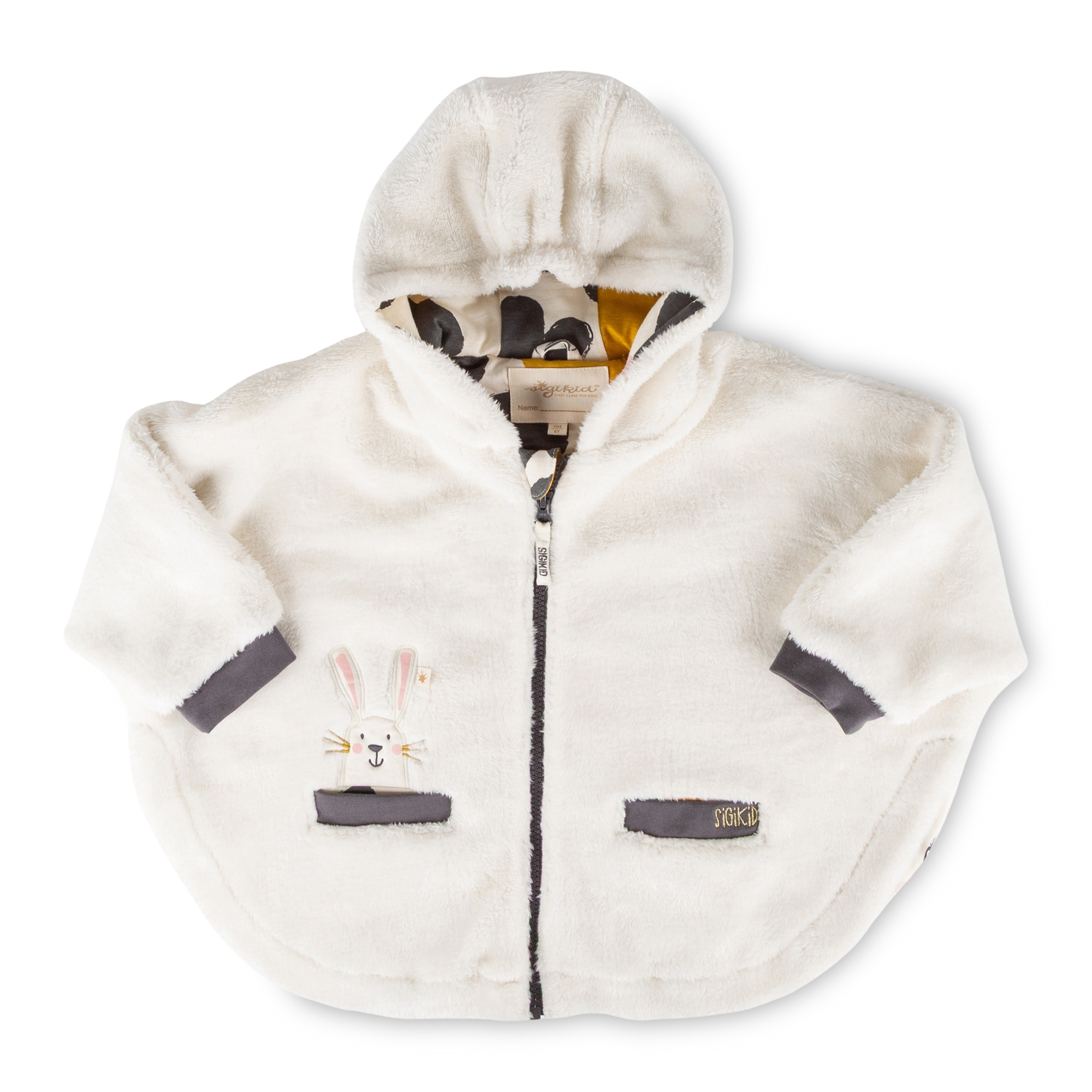 Children's sherpa fleece poncho Snow Bunny, lined, hooded