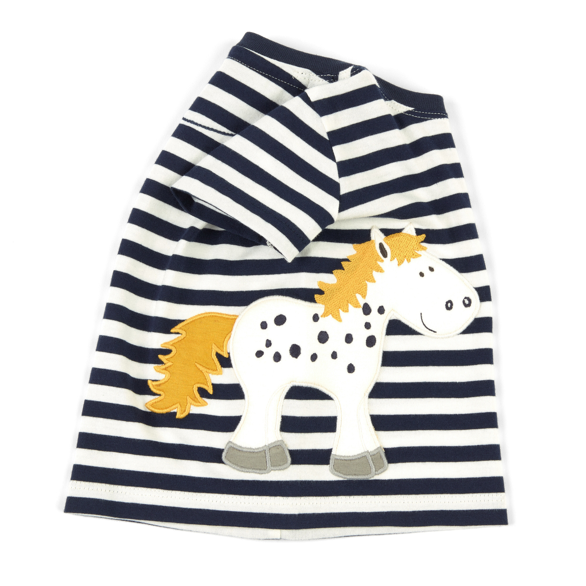 Baby T-Shirt Pony, blau-weiß geringelt