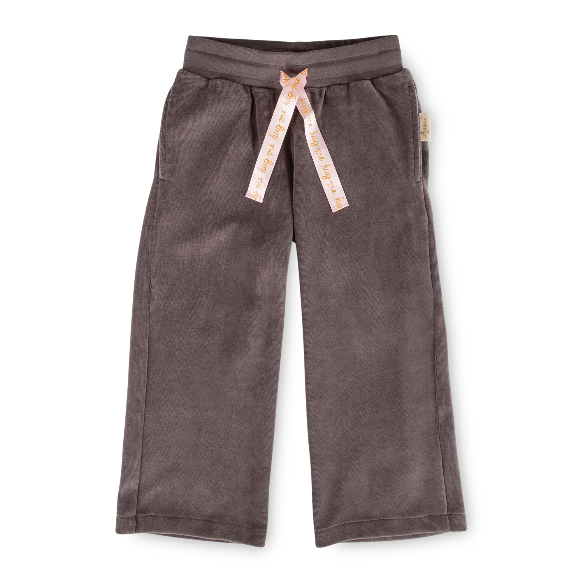 Wide children's velour pants, dark grey, Snow Bunny