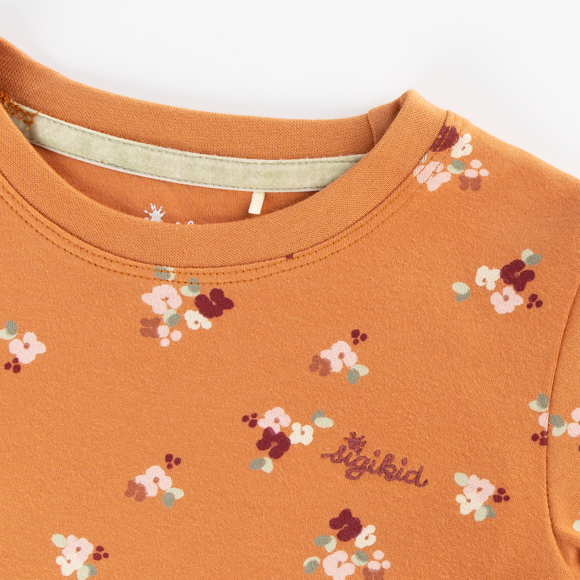 Children's long sleeve Tee flowers, caramel brown