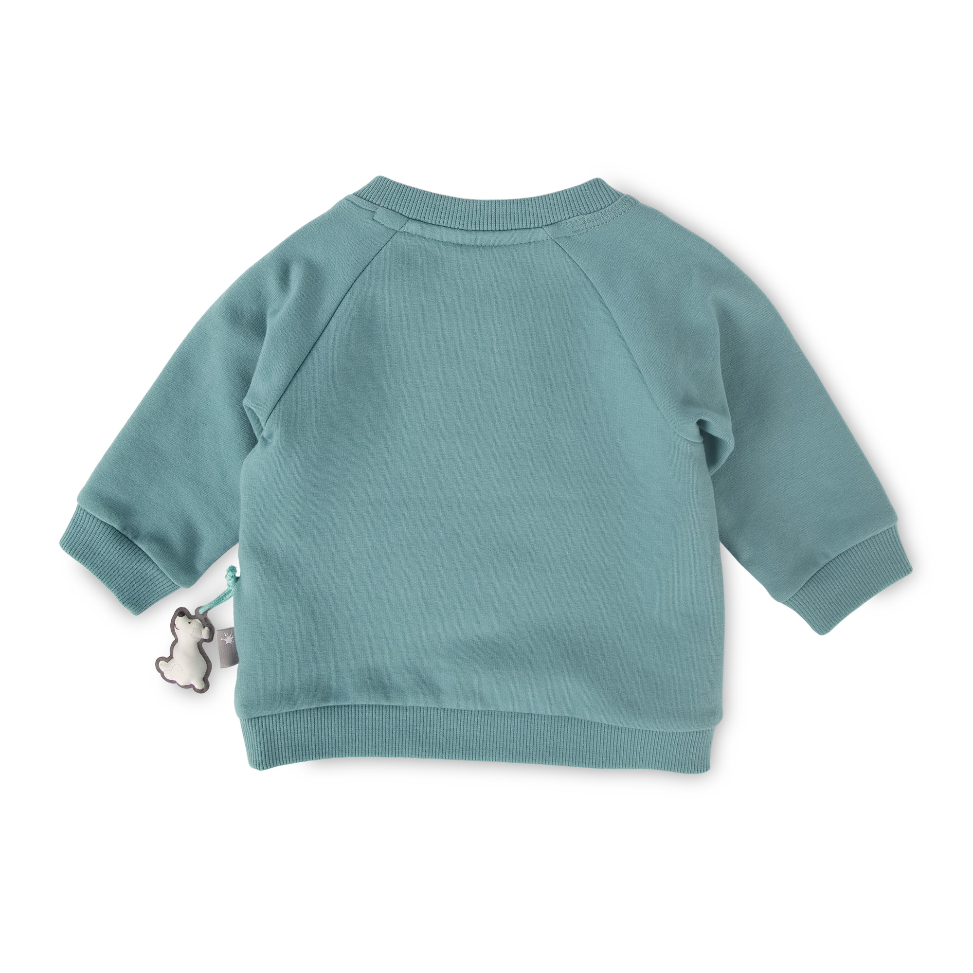 Cosy baby sweatshirt little polar bear, jade green