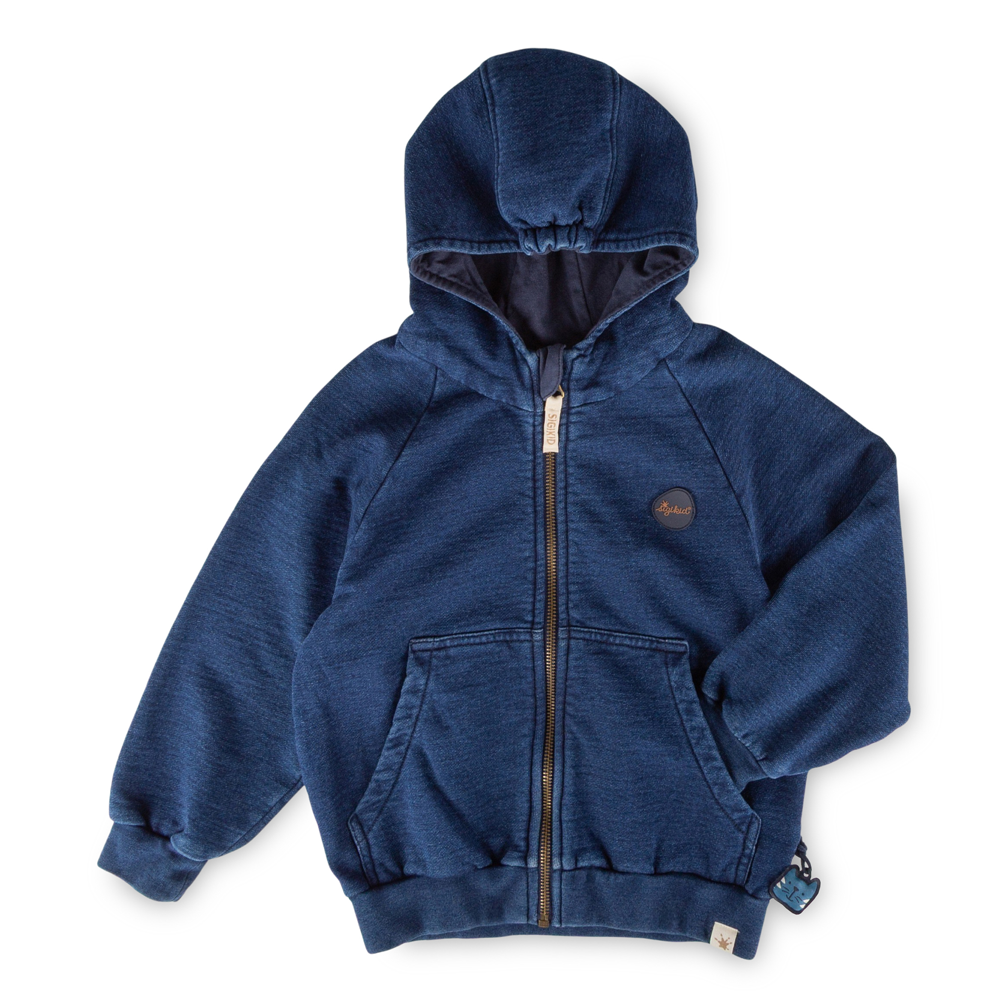 Kinder Kapuzen Sweatjacke Denim Optik Klecks, dunkelblau