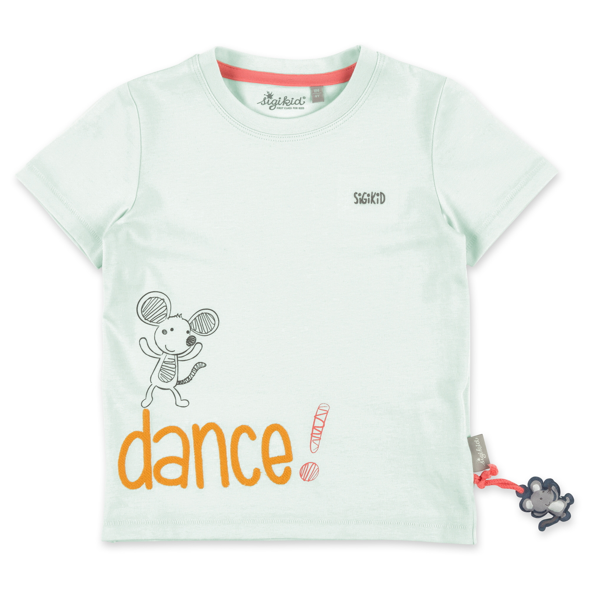 Girls' summer T-shirt "dance!", ice blue