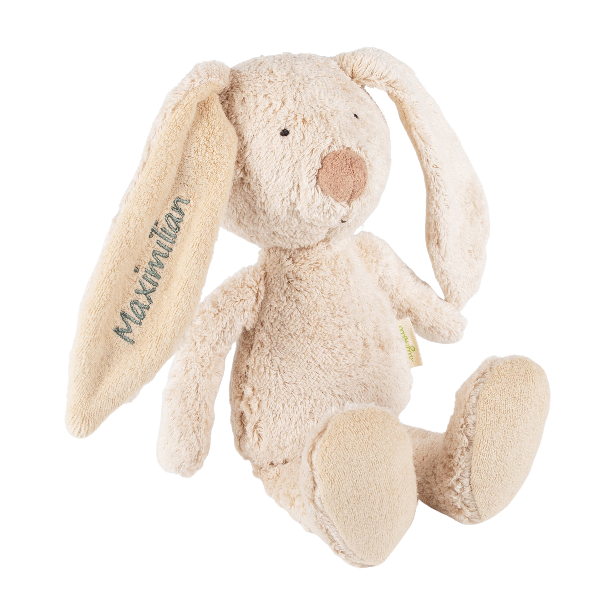 Kuscheltier Hase mit Namens-Stickerei, Bio-Baumwolle & Schurwolle, Pure Collection