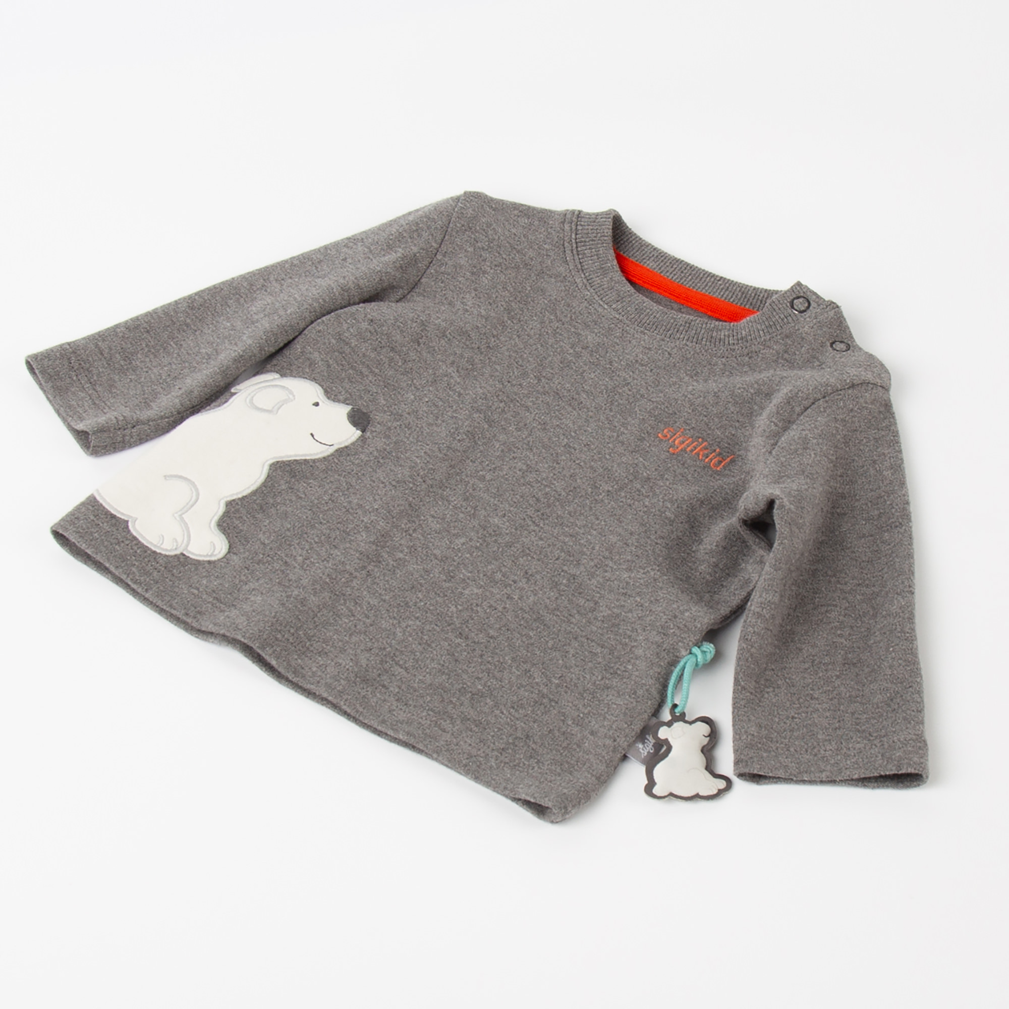 Grey marl baby long sleeve little polar bear