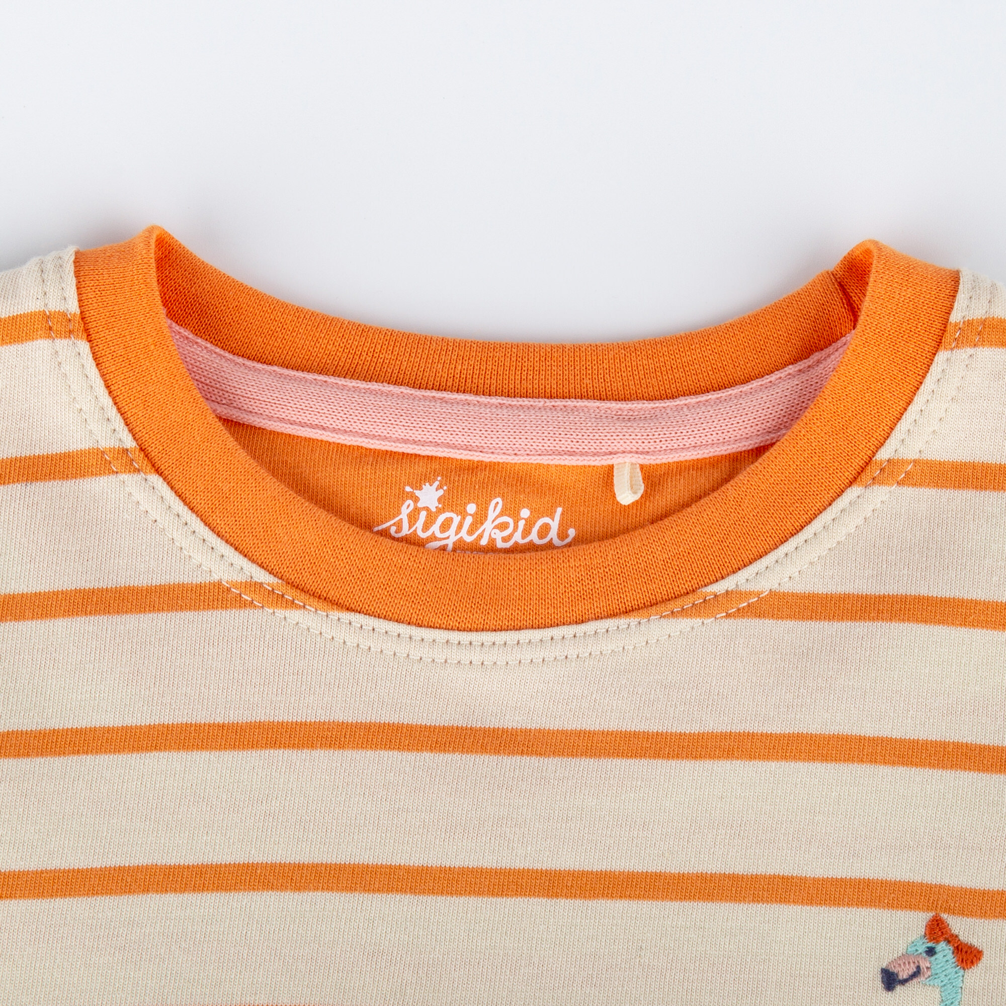 Girls' striped T-shirt flamingo, cream/orange Girls' striped T-shirt flamingo, cream/orange
