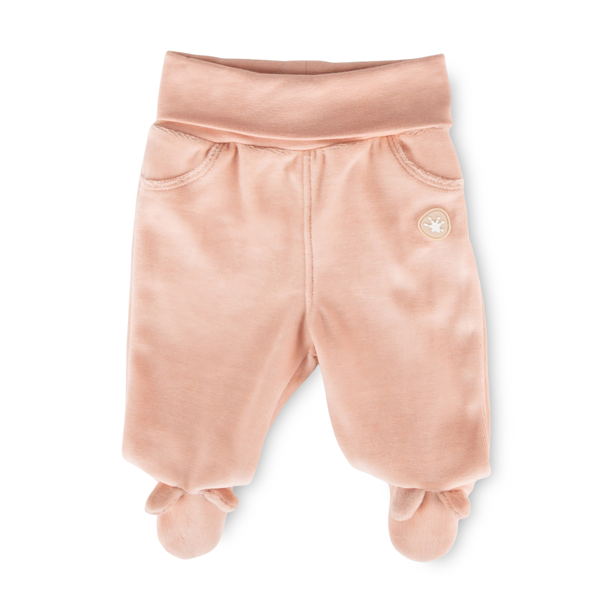 Newborn baby footed velour pants, pink