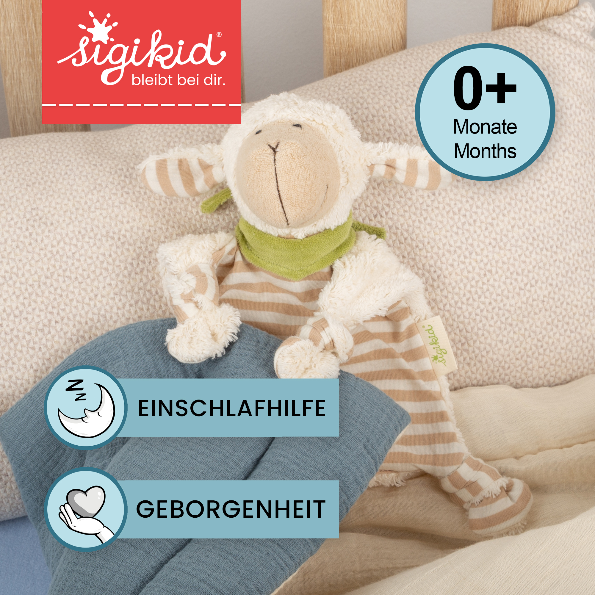 Baby Schmusetuch Schaf, Bio-Baumwolle & Schurwolle, Pure Collection
