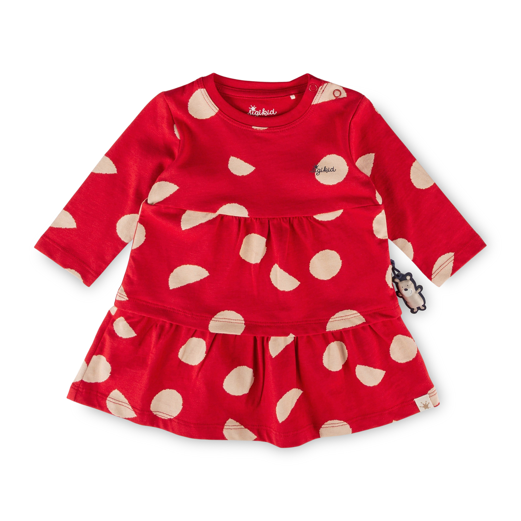 Langärmeliges Baby Stufenkleid, rot, bedruckt