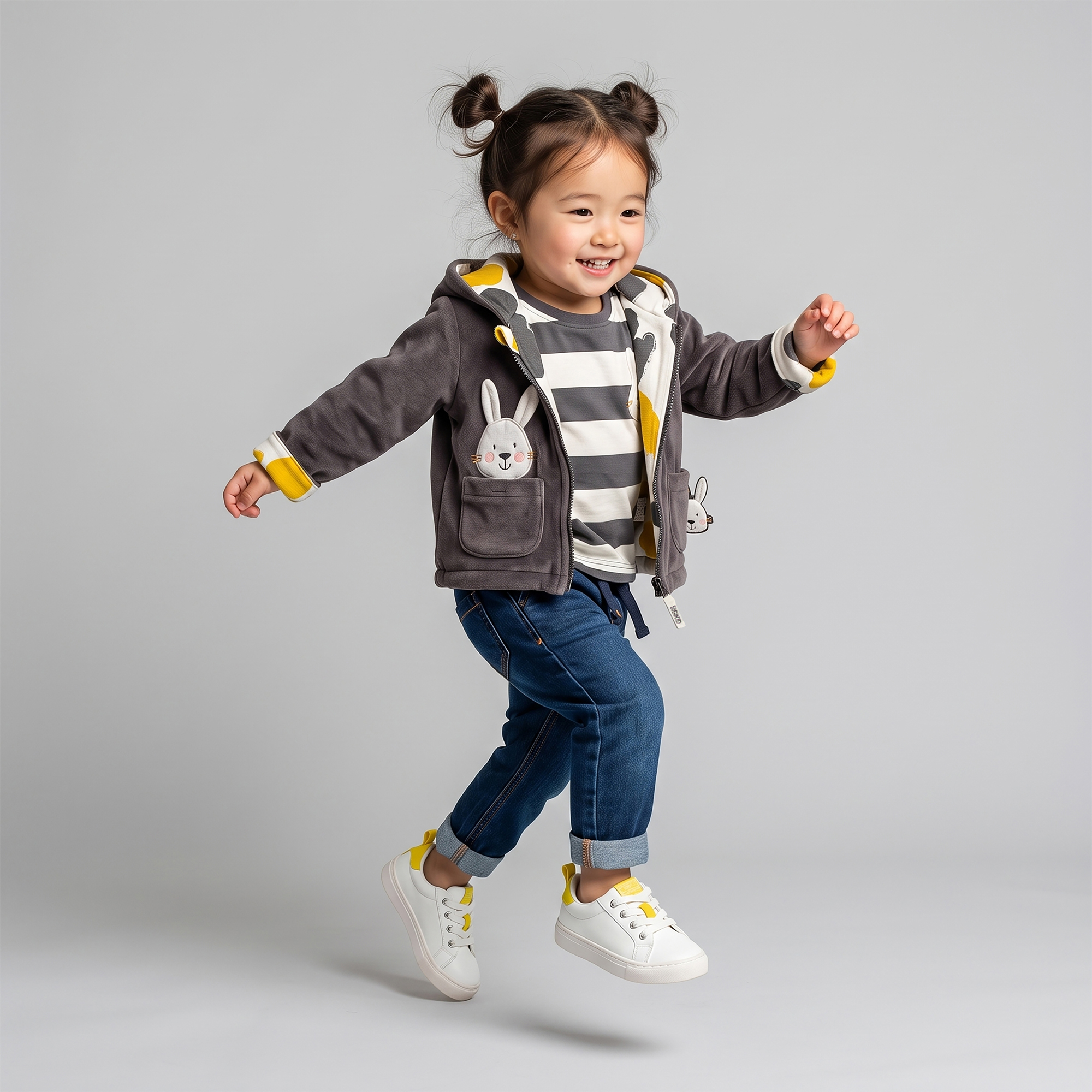 Reversible velour baby jacket Snow Bunny