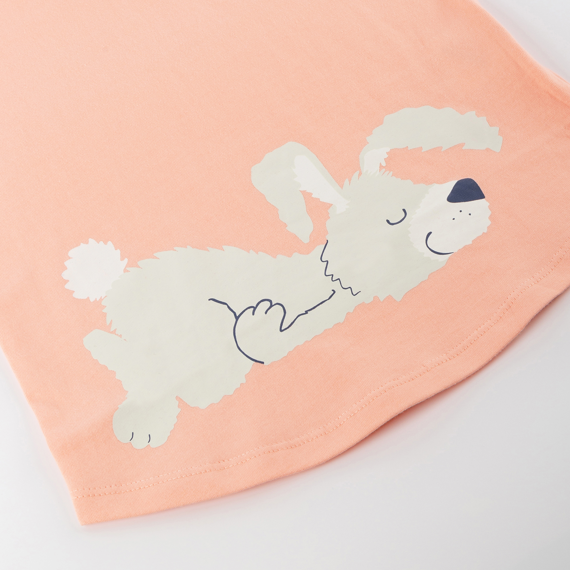 Children's short sleeve pajamas bunny, apricot/red