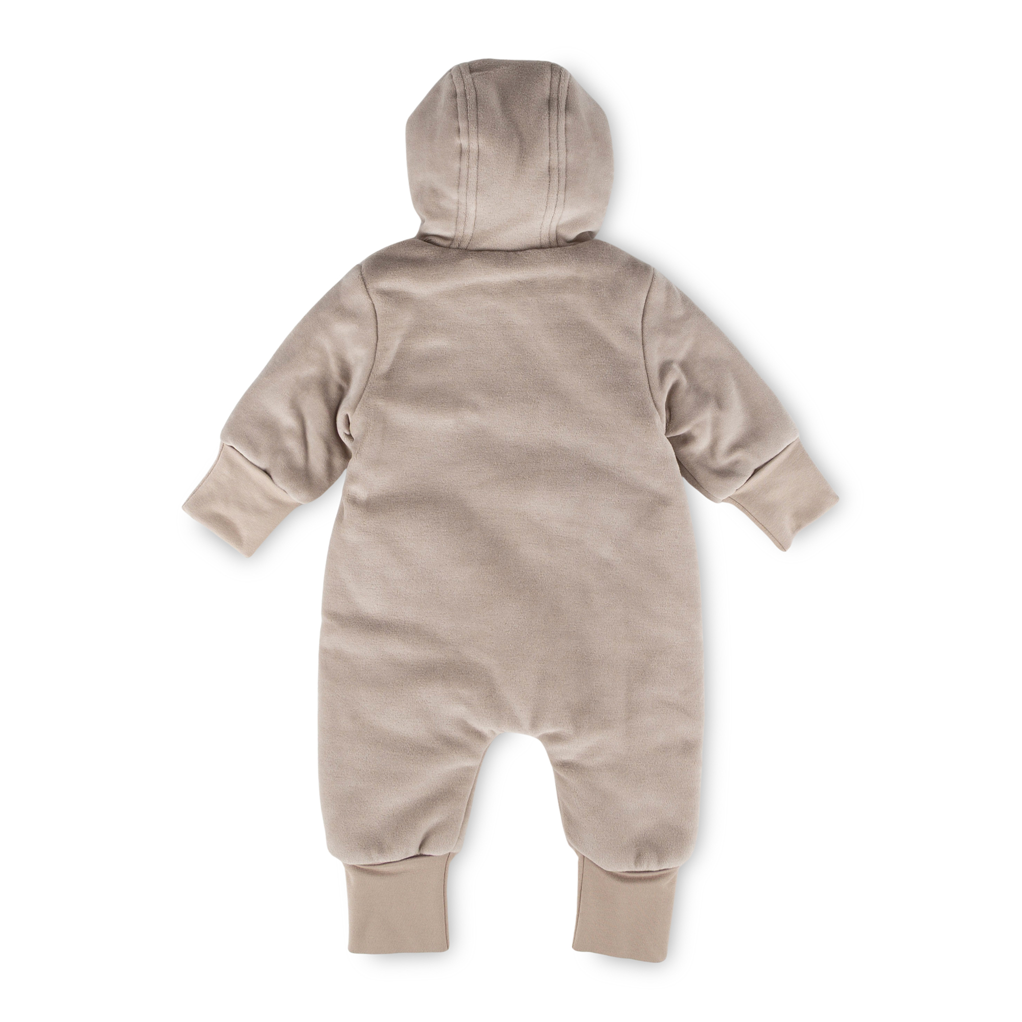 Newborn baby velour overall, foldable cuffs, wadded, grey