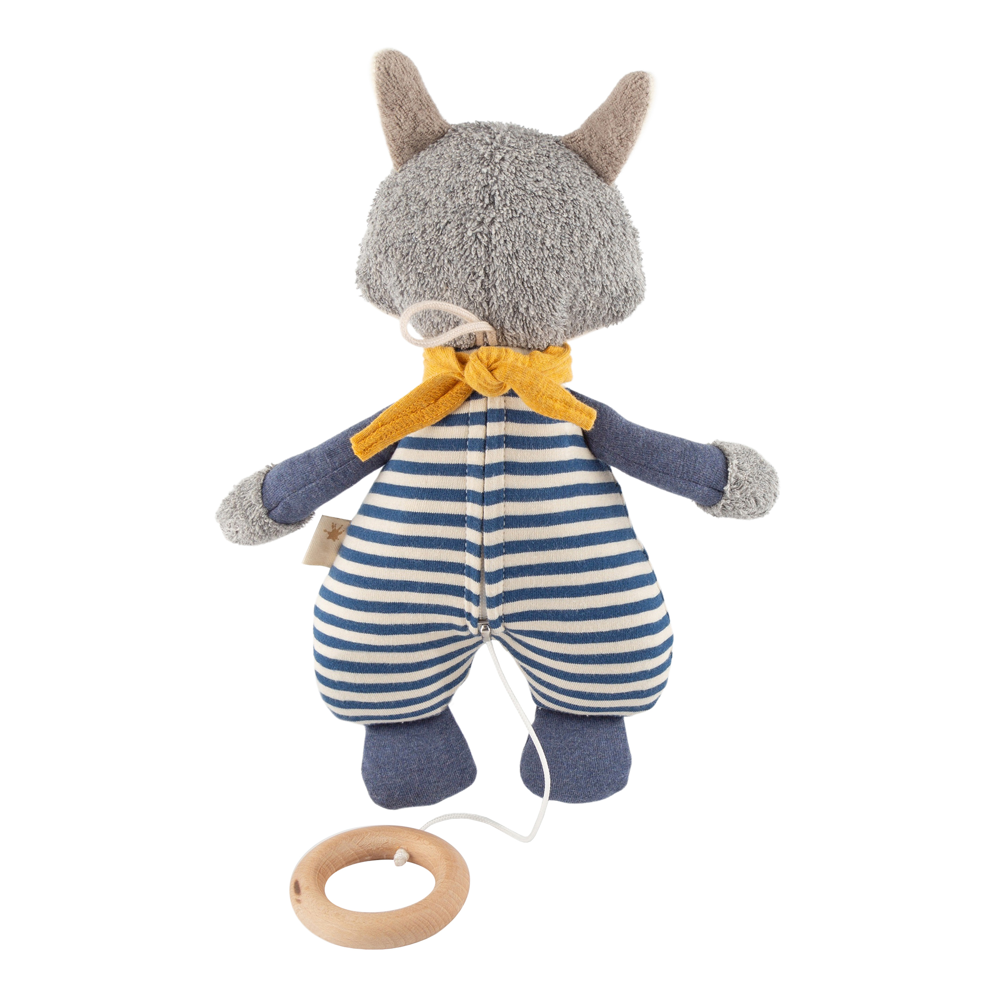 Musical soft toy racoon, soft cotton terry