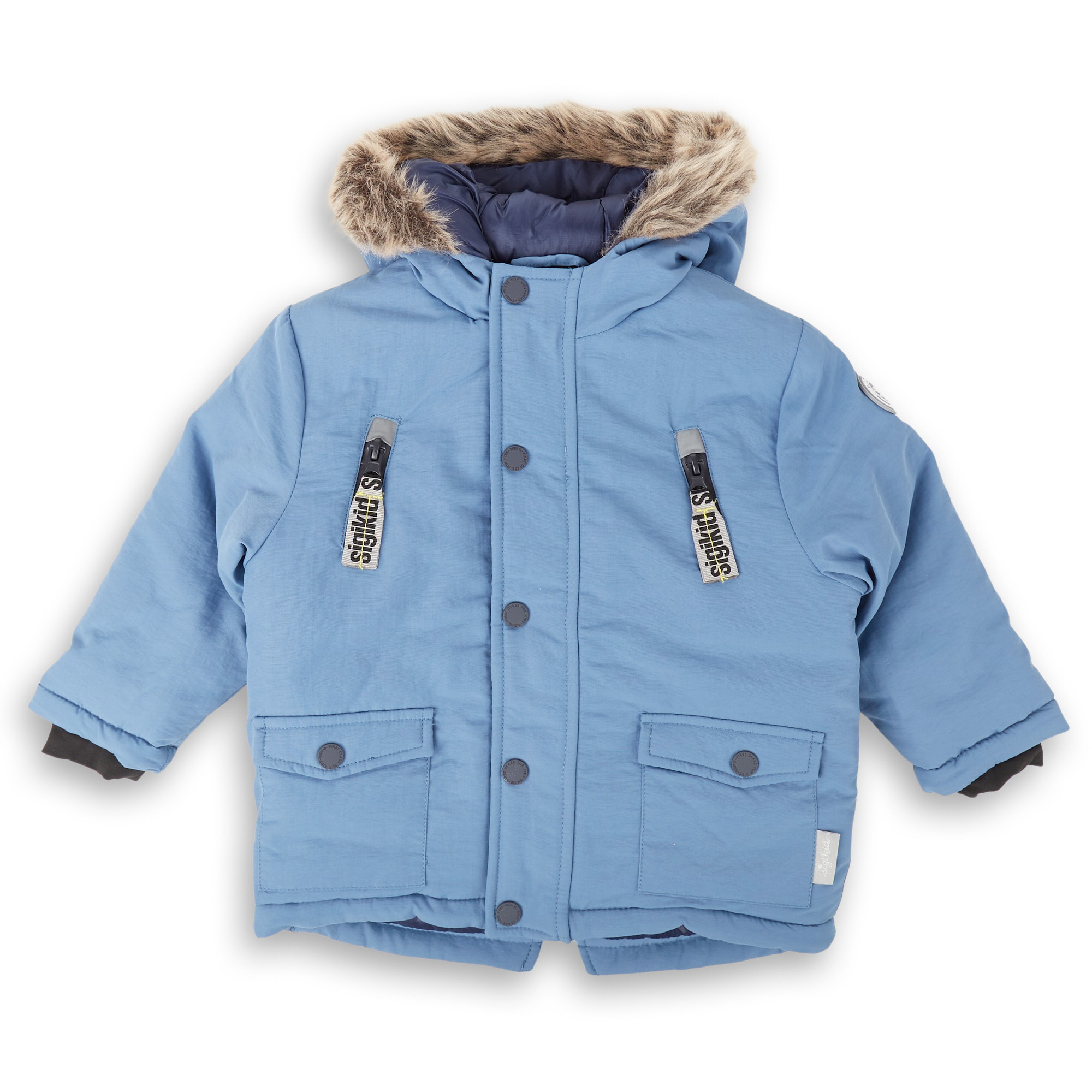 Insulated hooded winter jacket, blue, for babies and toddlers