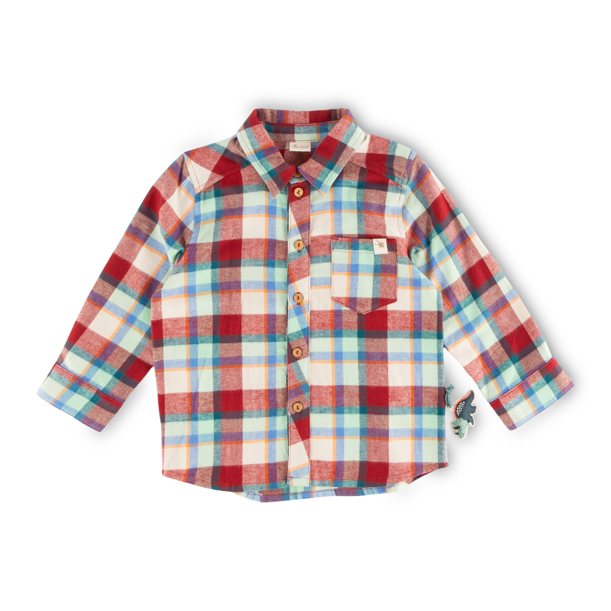 Children's boys' check flannel shirt dark red