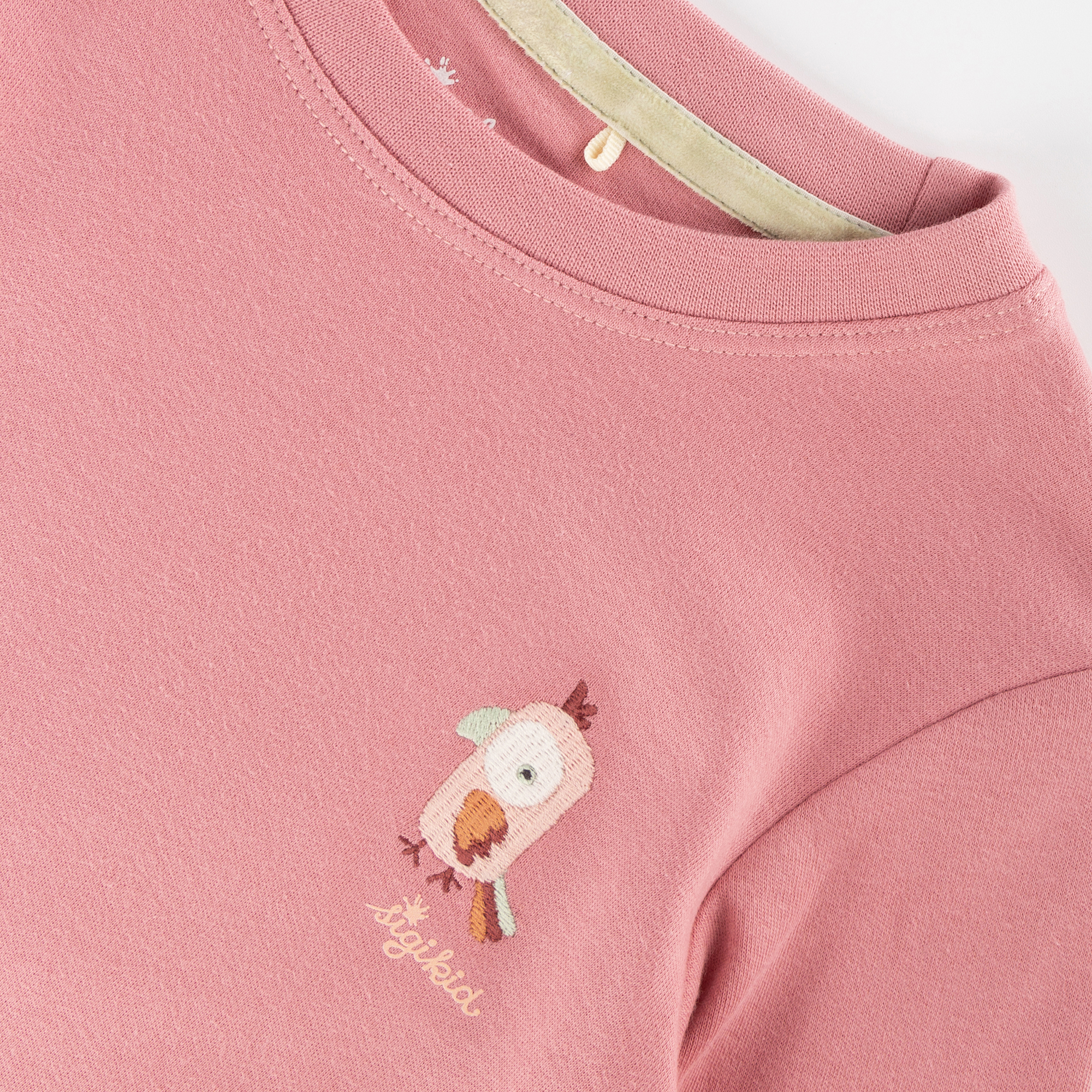 Kinder Langarmshirt mit Stickmotiv Kakadu, rosa