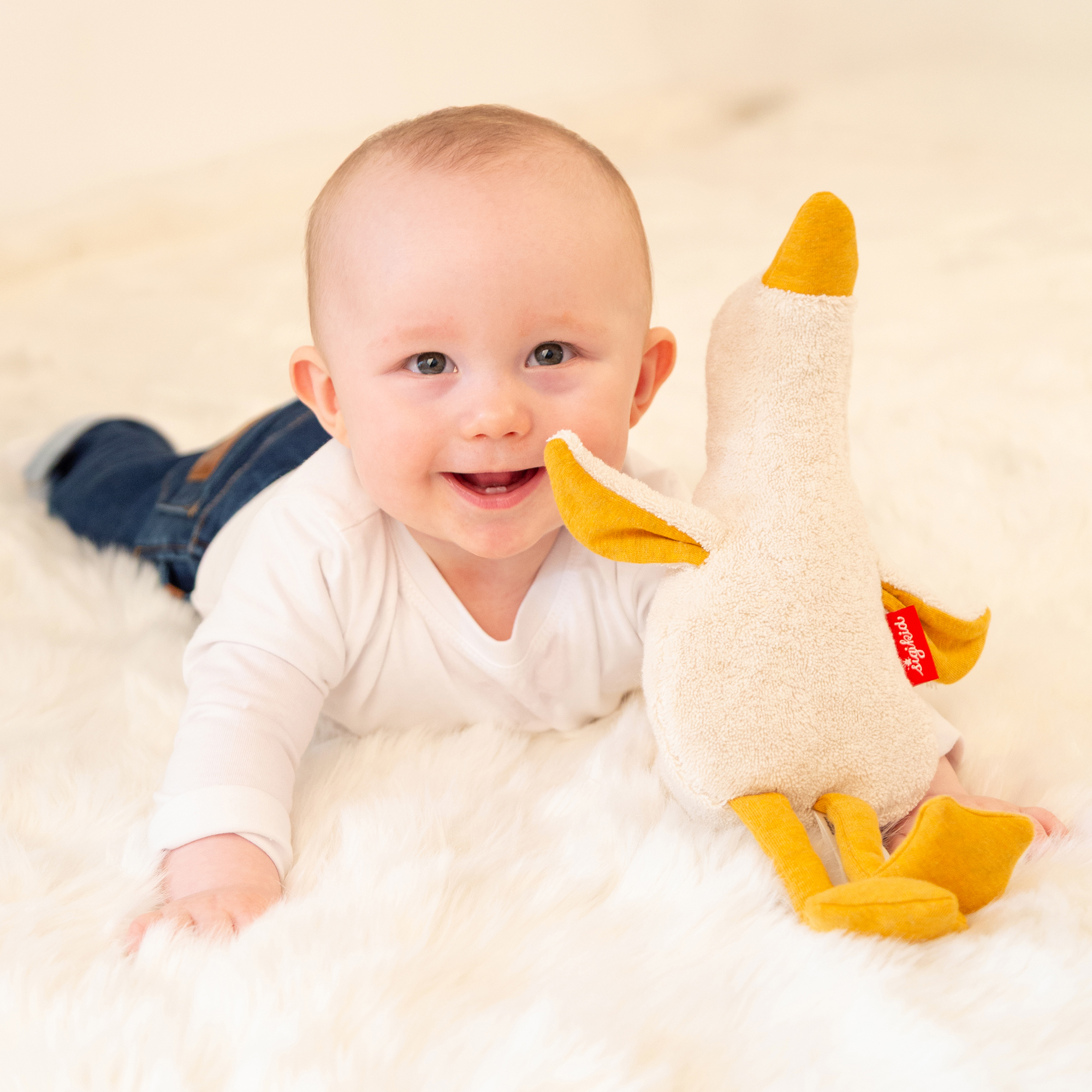 Soft toy duck, cotton & kapok, Natural Friends