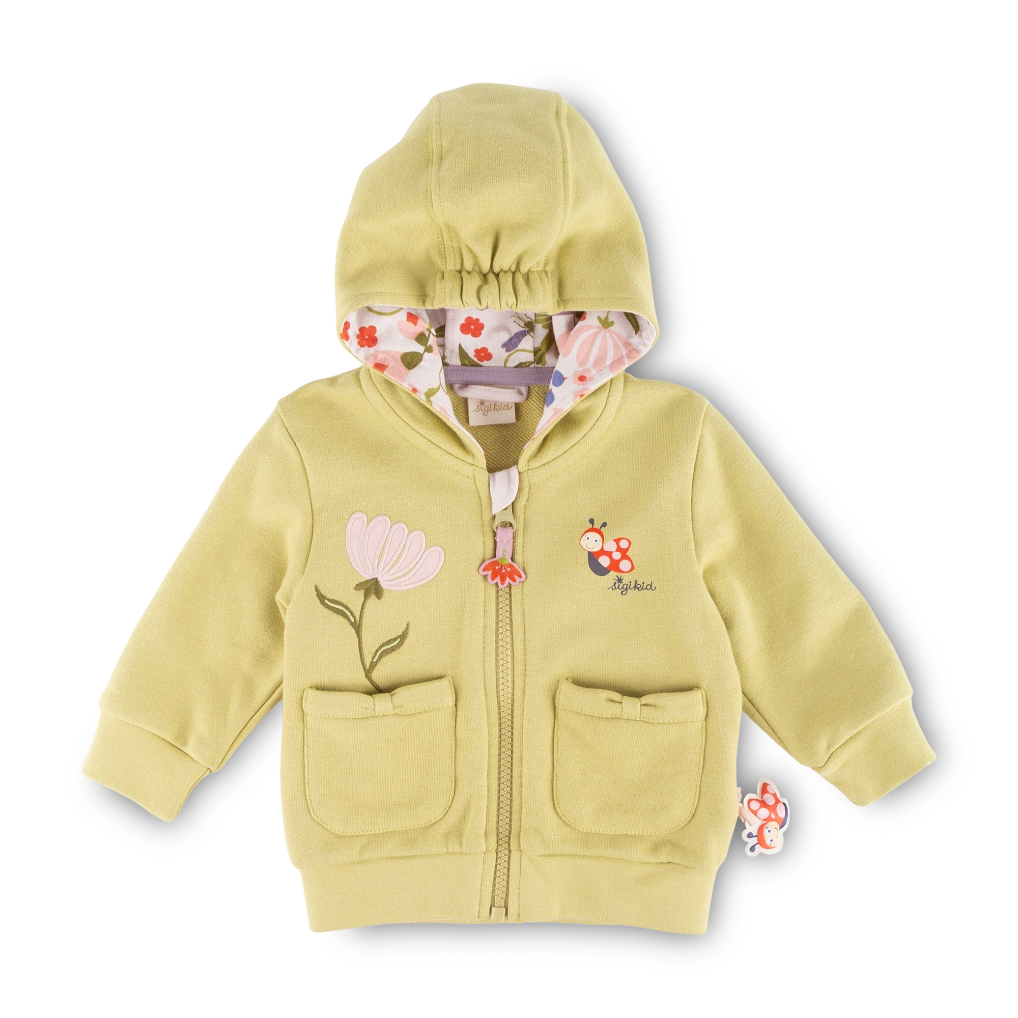 Hooded baby sweat jacket, Happy Ladybug