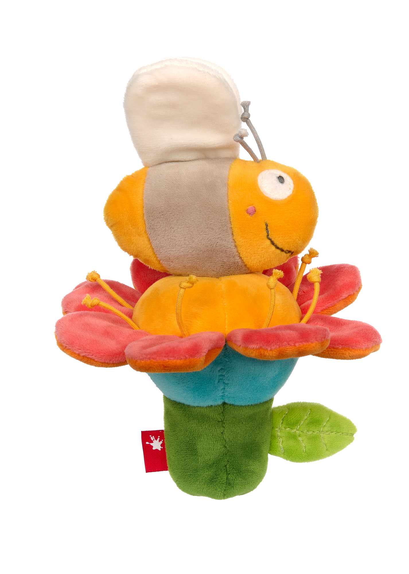 Vibrating soft toy rattle bee & flower