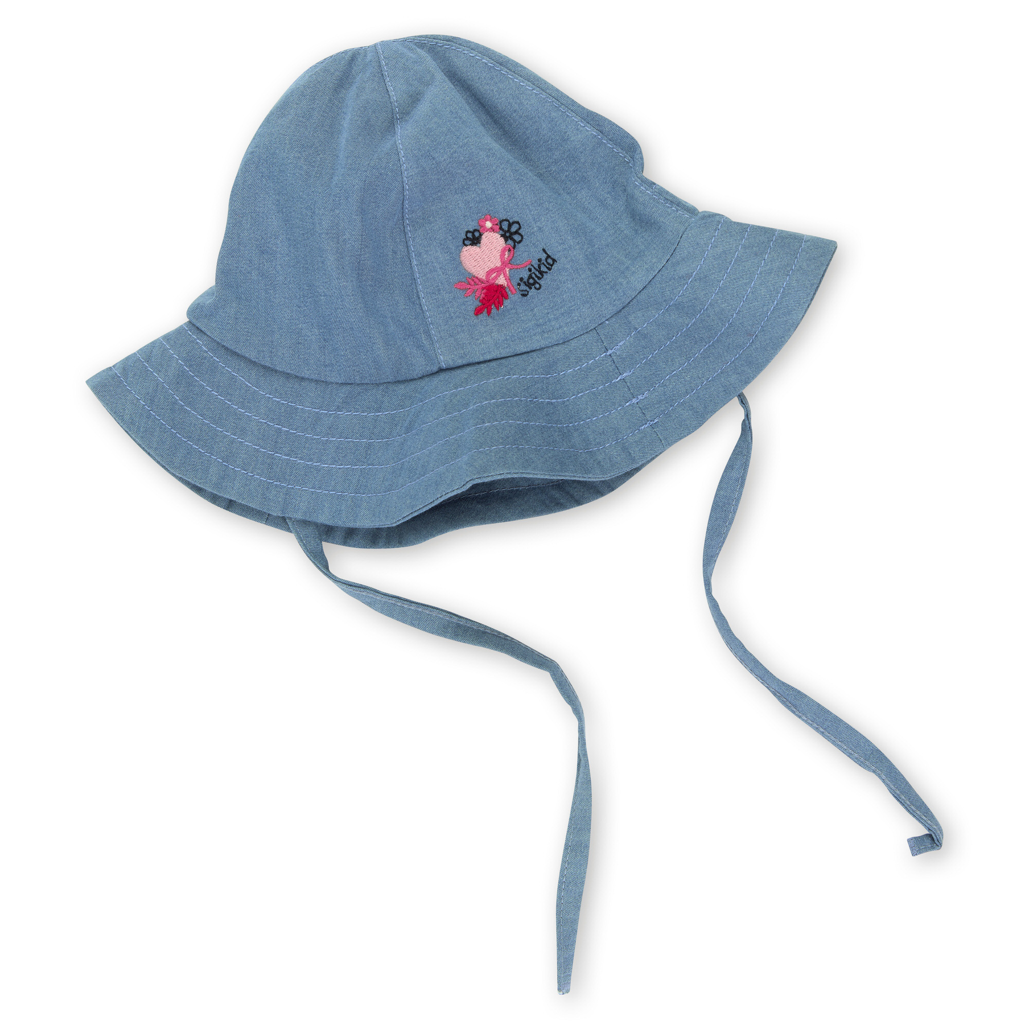 Leichter Baby Jeans Hut mit Herzchen Stickerei