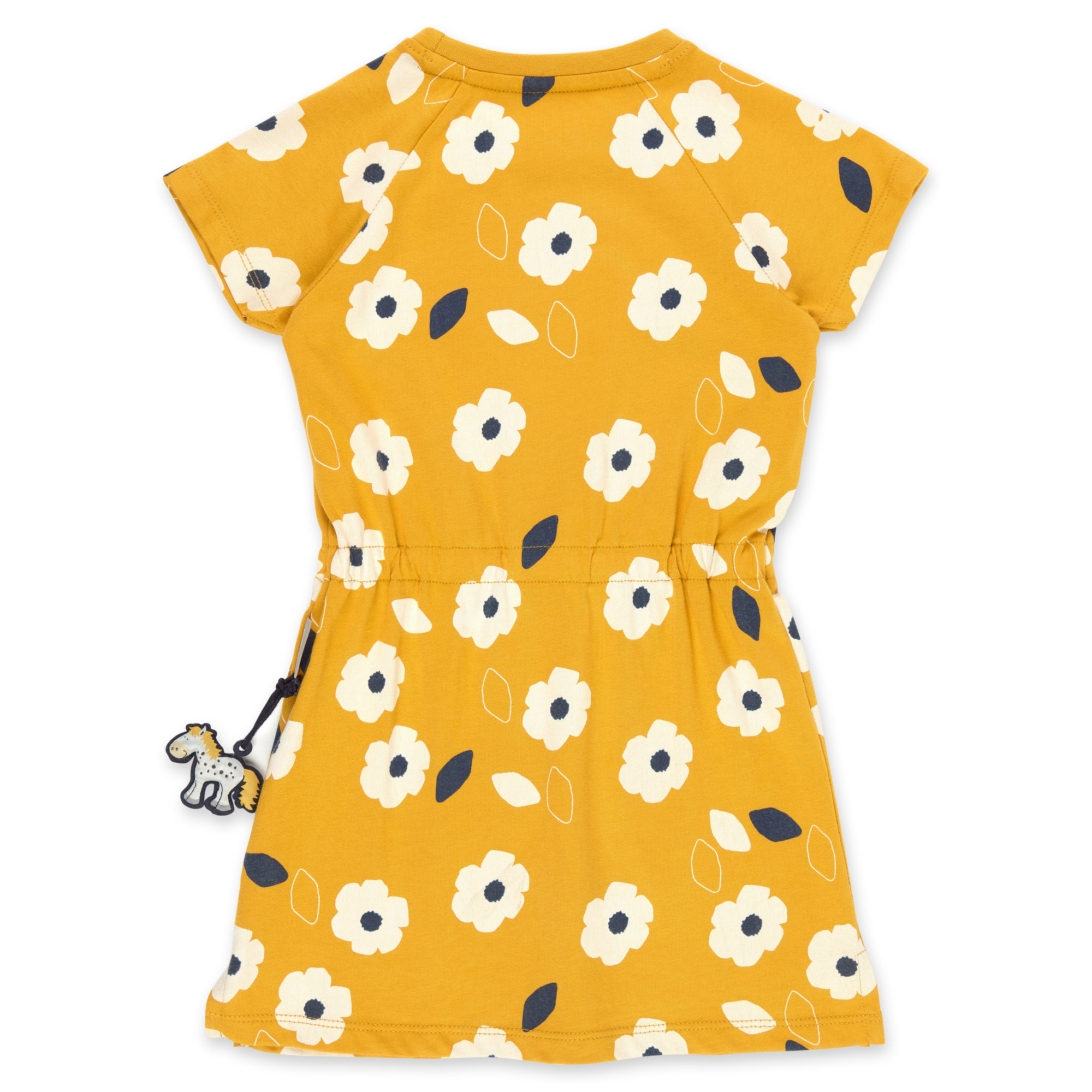 Gelbes Kinderkleid mit Blümchen bedruckt