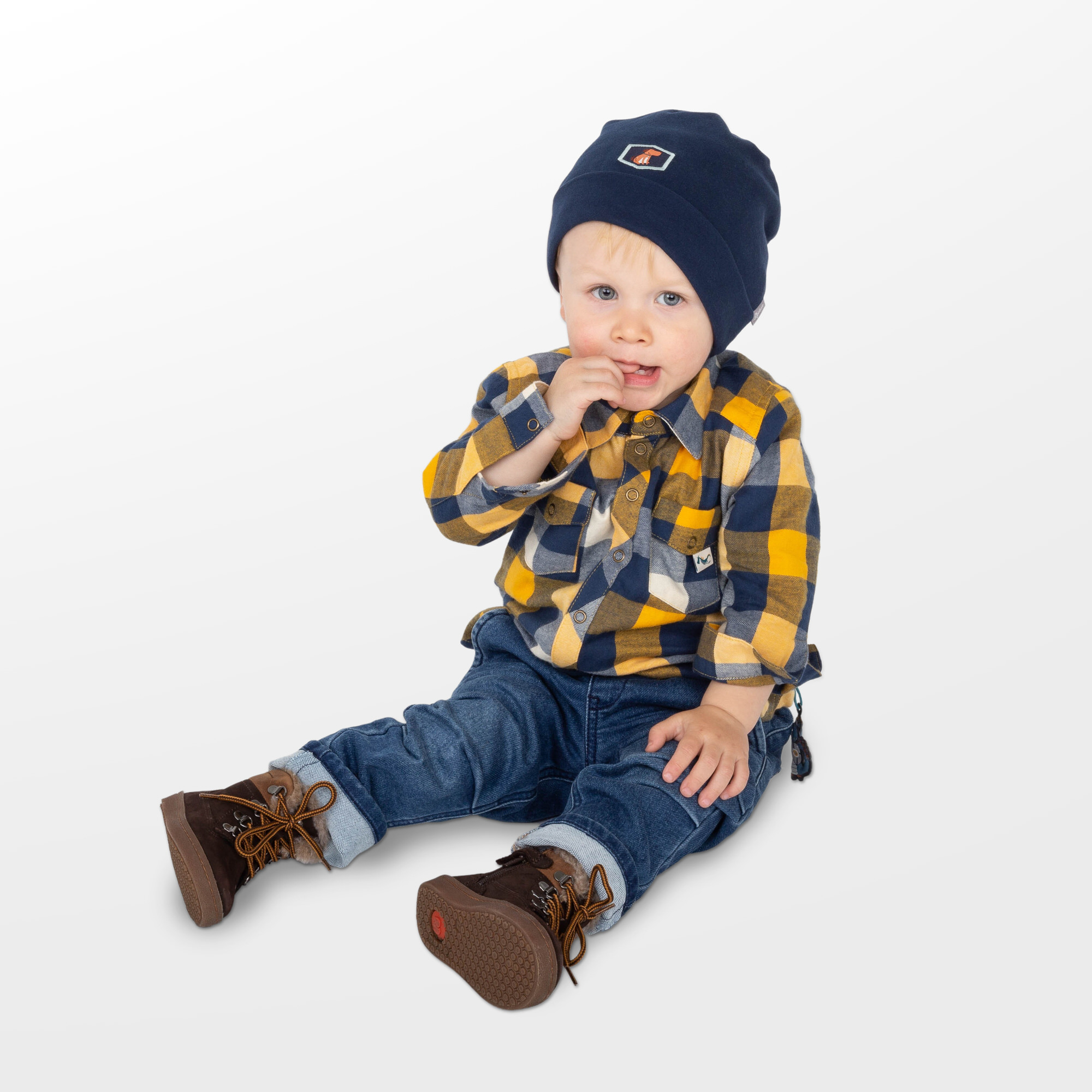 Baby Jeans with draw string, dark blue