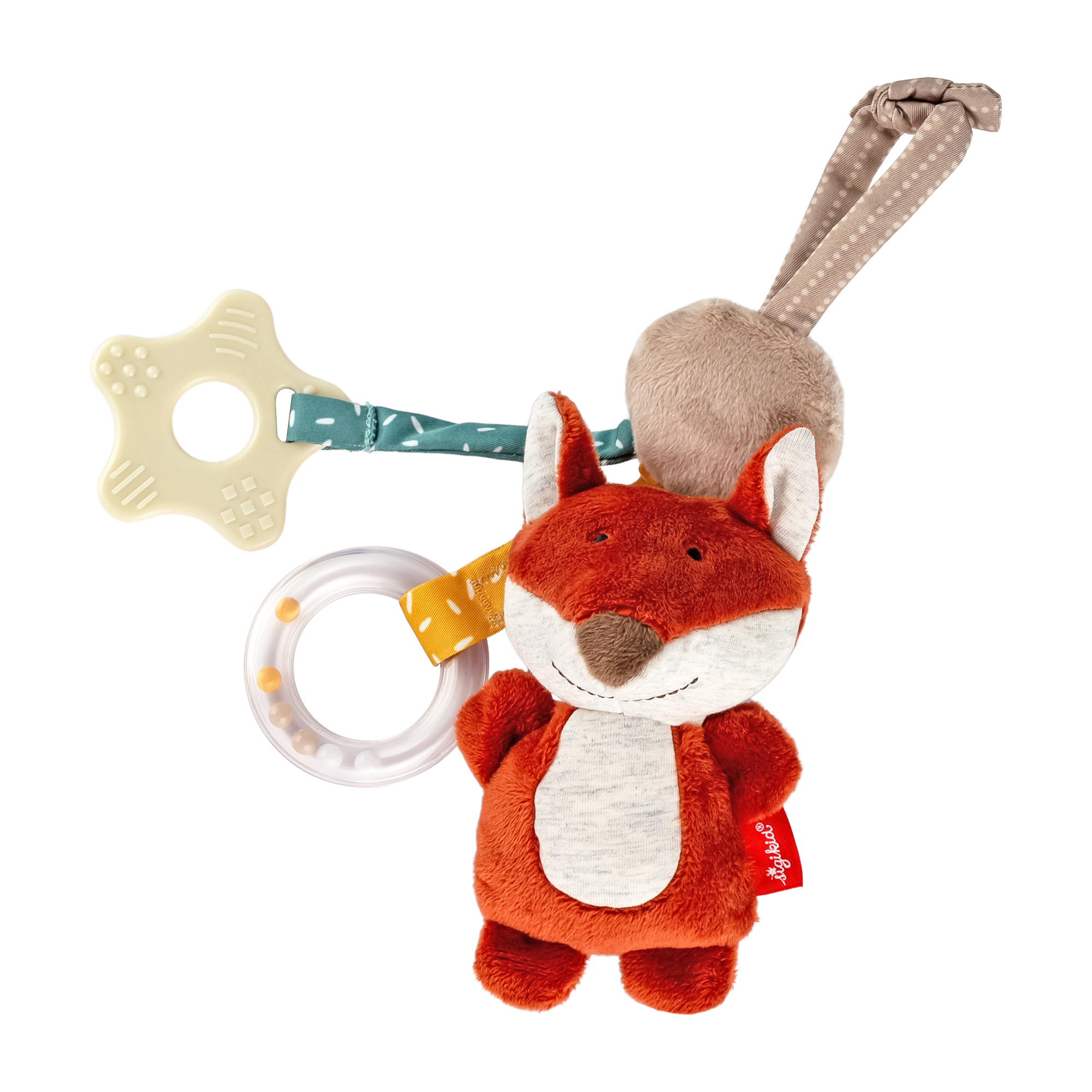 Hanging rattle squeaker teether soft toy fox Hanging rattle squeaker teether soft toy fox