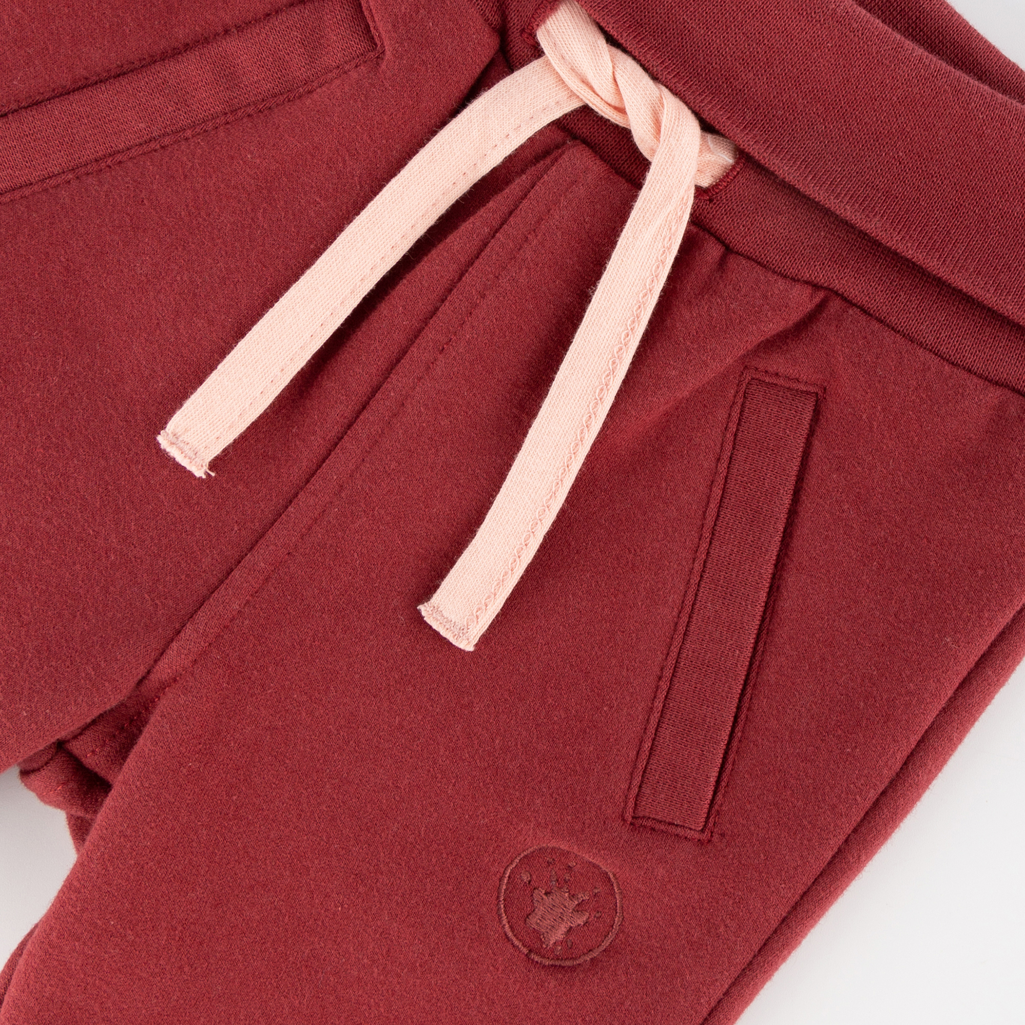 Reversible baby soft pants, dark red/caramel brown