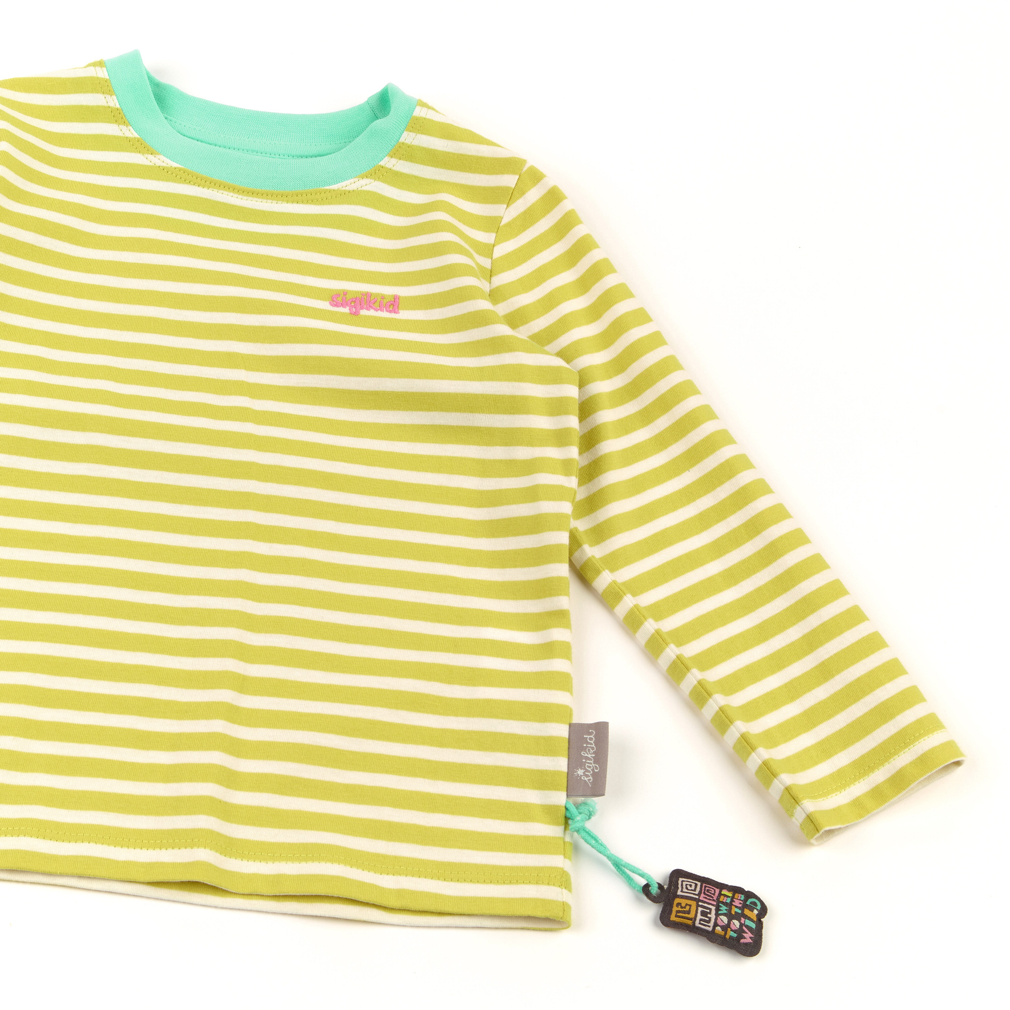 Casual long sleeve Tee for girls, white/yellow striped
