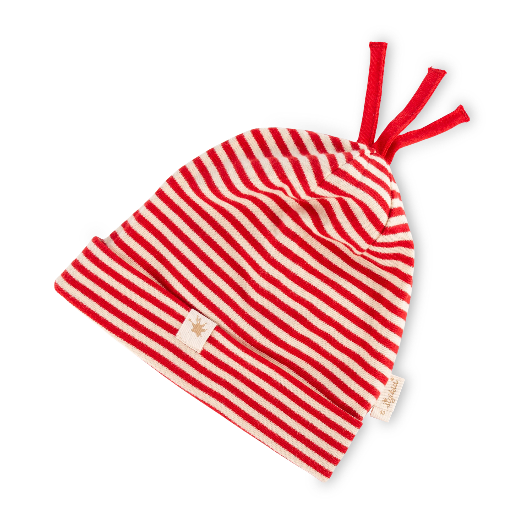 Red striped baby beanie hat, Wild Cat