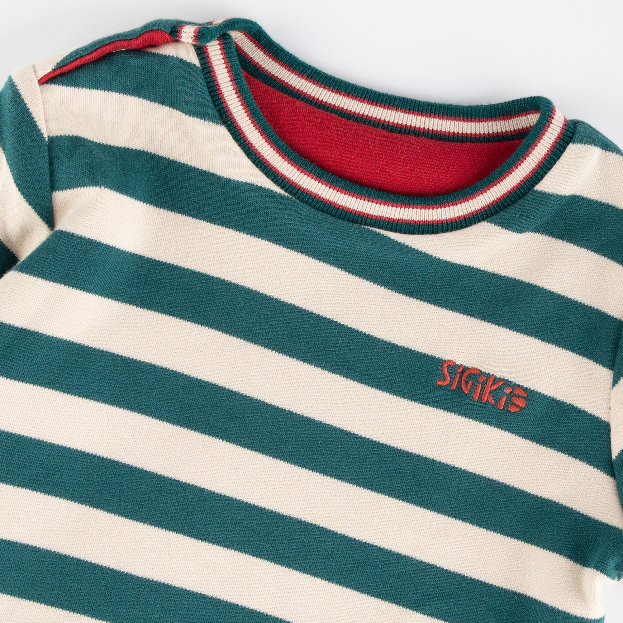 Baby Wendeshirt Dino, rot oder grün-weiß gestreift Baby Wendeshirt Dino, rot oder grün-weiß gestreift