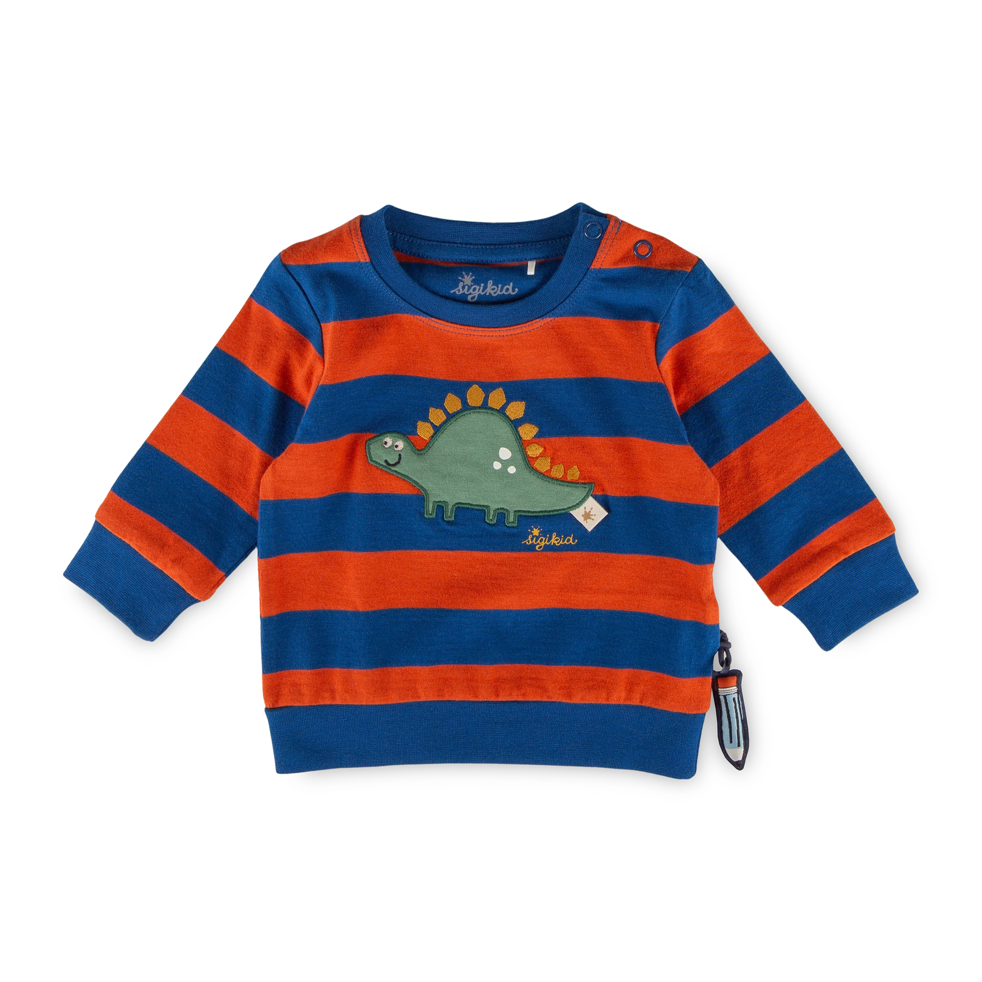 Baby Langarm Streifenshirt Dino, blau/rot